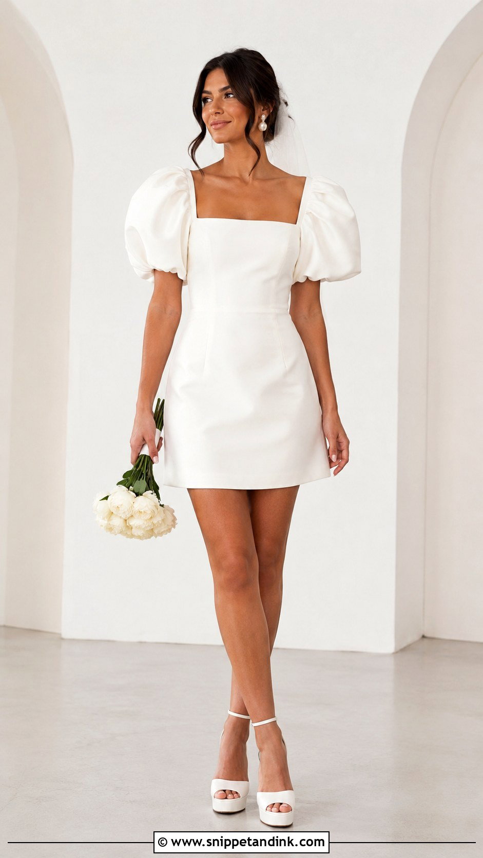 Puff Sleeve Mini Wedding Dress - Snippet and Ink - 30 Puff Sleeve Wedding Dress Ideas