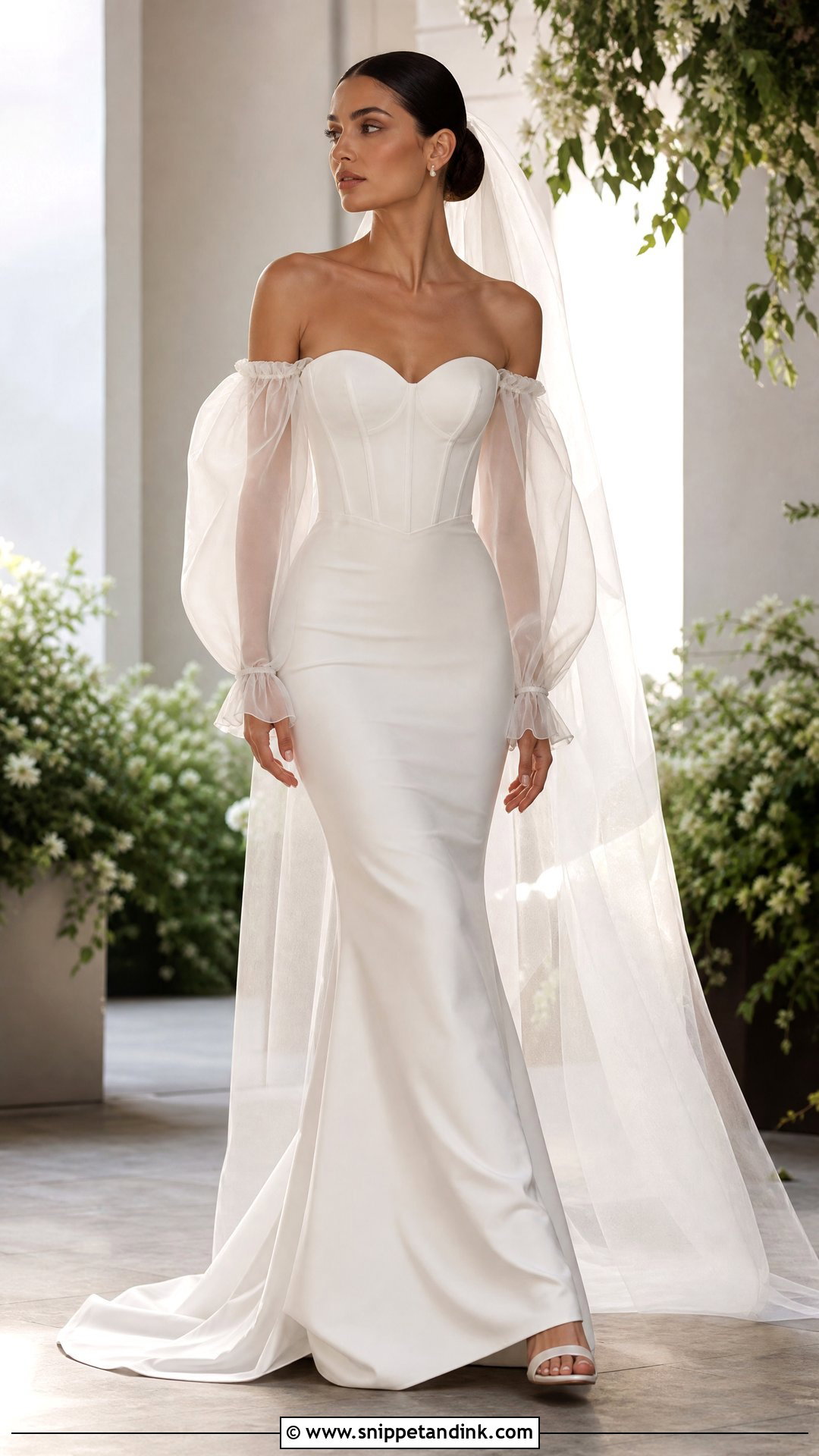 Puff Sleeve Off Shoulder Mermaid Wedding Dress - Snippet and Ink - 20 Off Shoulder Mermaid Wedding Dress Ideas