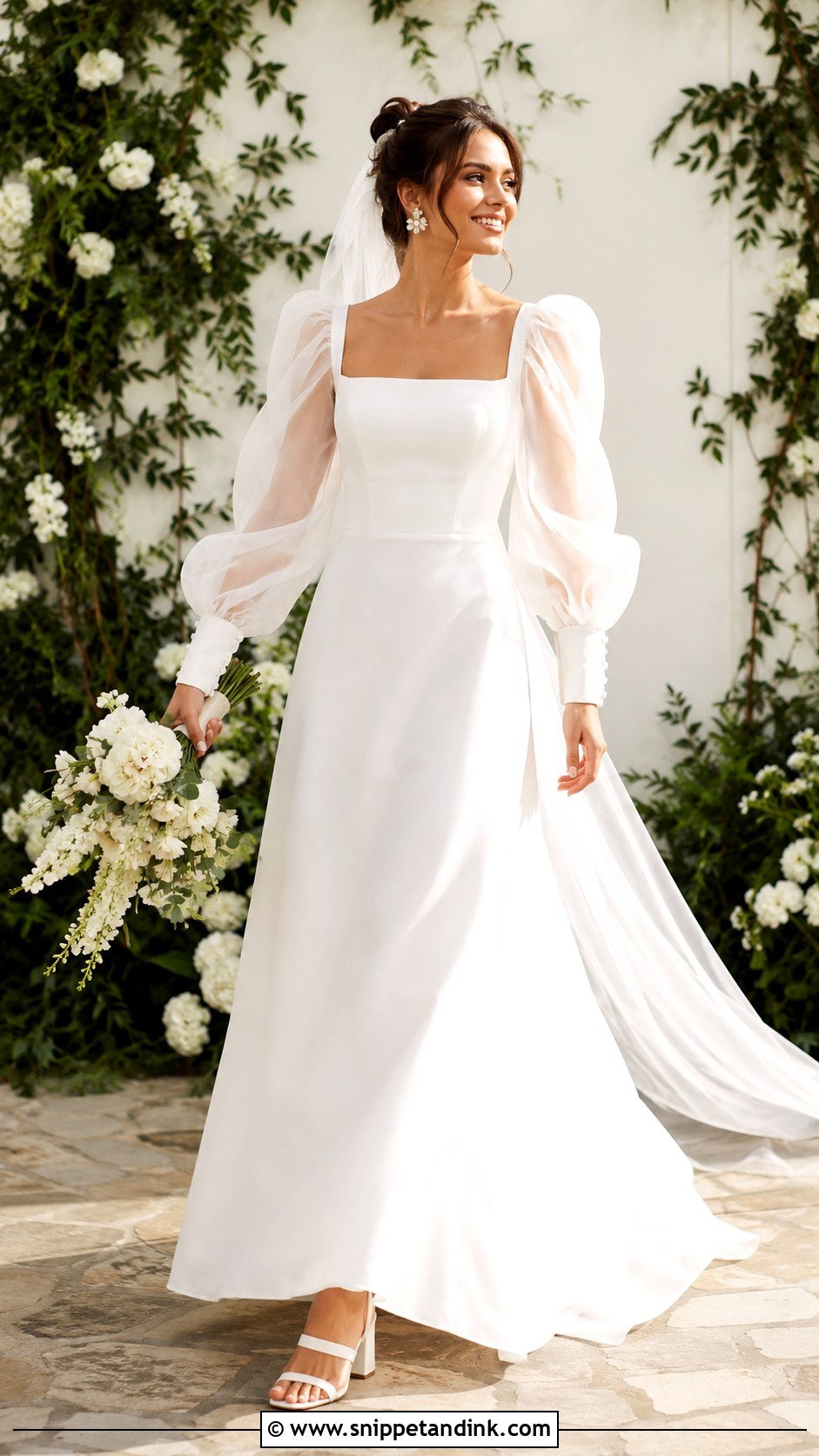 Puff Sleeve Organza Christian Bridal Dress - Snippet and Ink - 20 Christian Bridal Dress Ideas