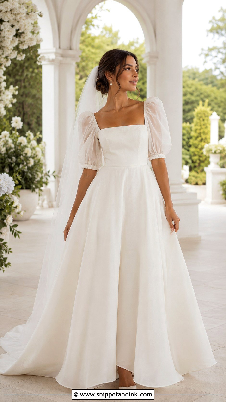 Puff Sleeve Organza French Wedding Dress - Snippet and Ink - 20 French Wedding Dresses