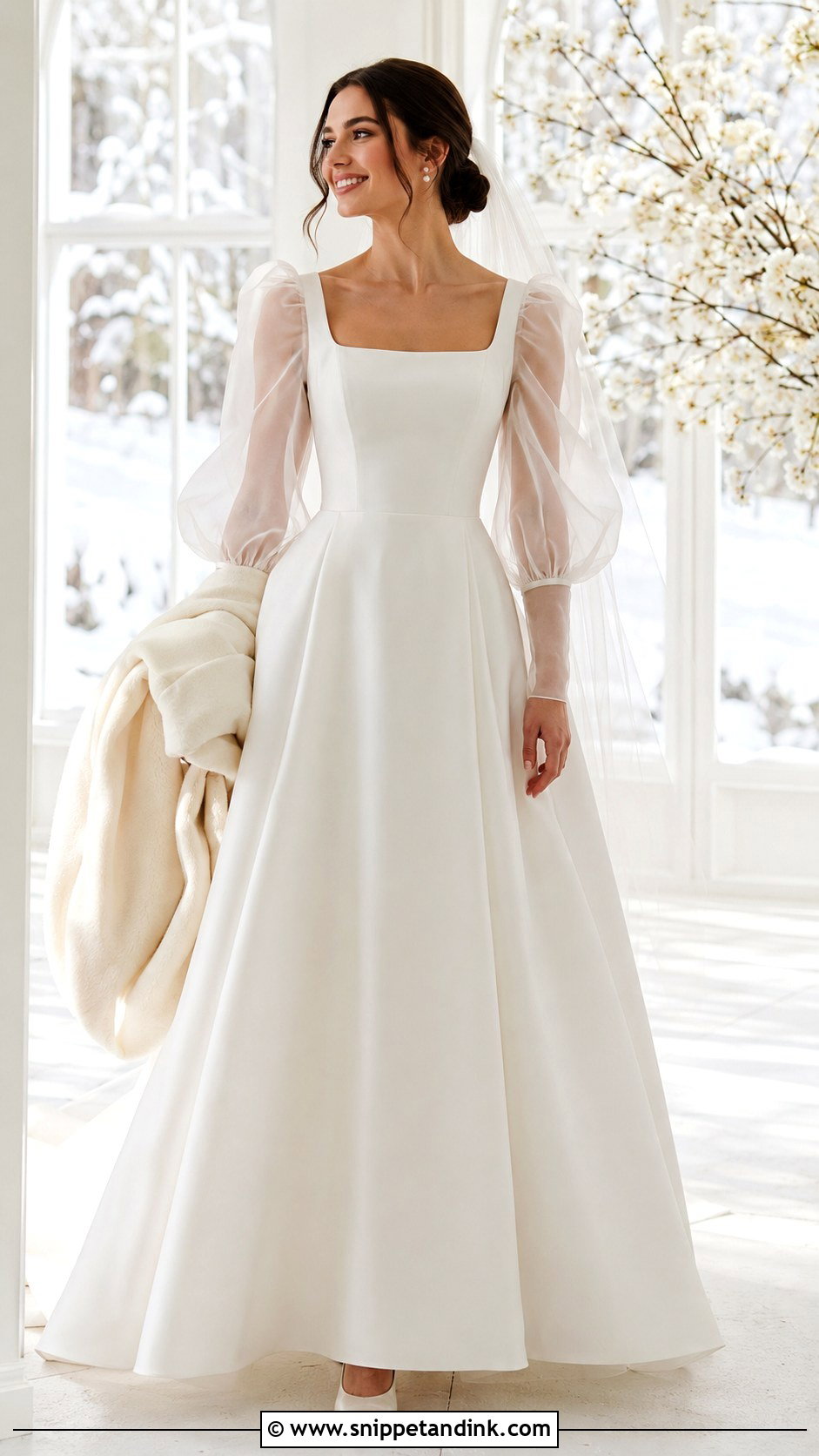 Puff Sleeve Organza January Wedding Dress - Snippet and Ink - 20 January Wedding Dress Ideas