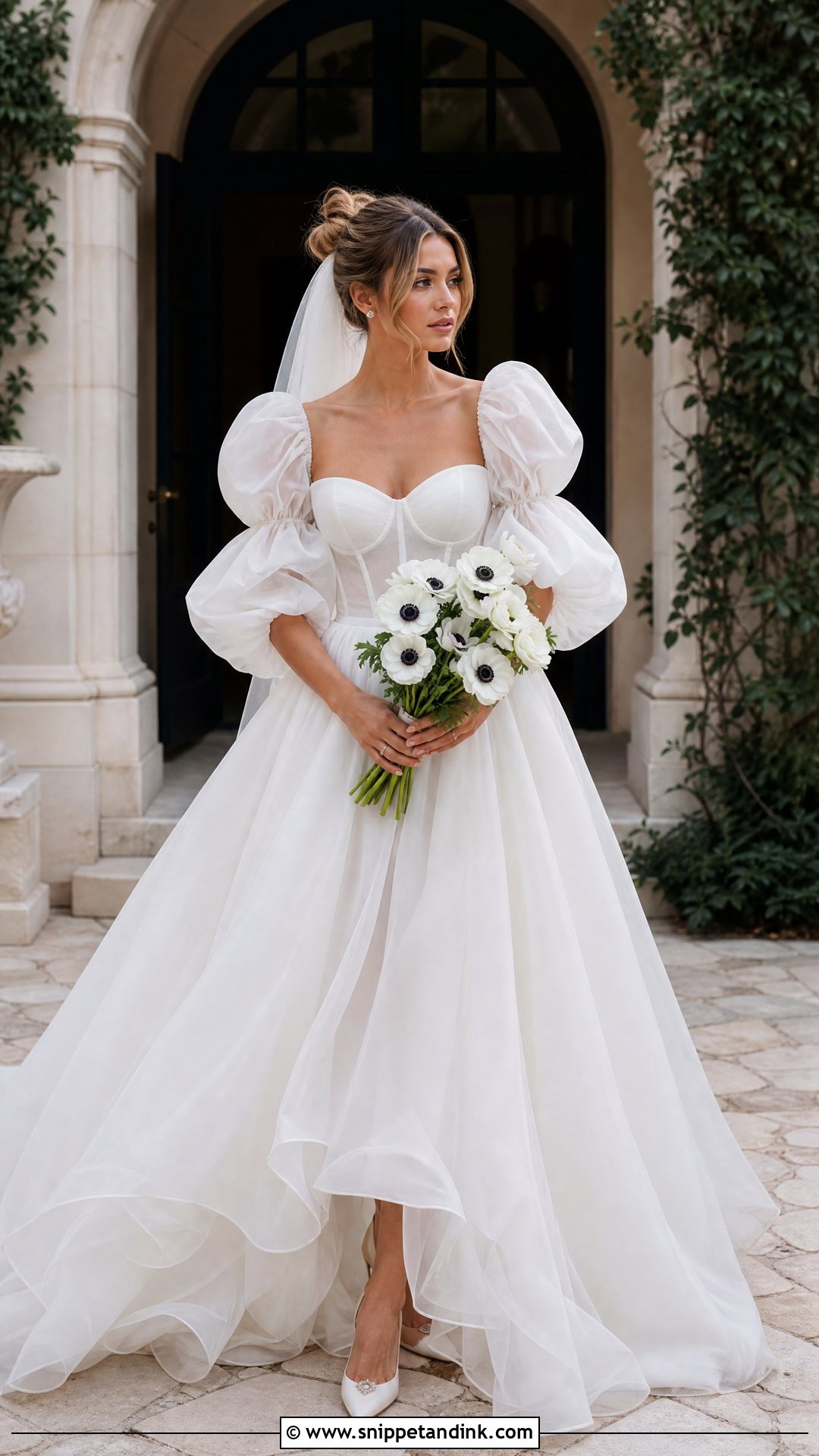 Puff Sleeve Organza Princess Wedding Dress - Snippet and Ink - 20 Puffy Wedding Dresses Princesses