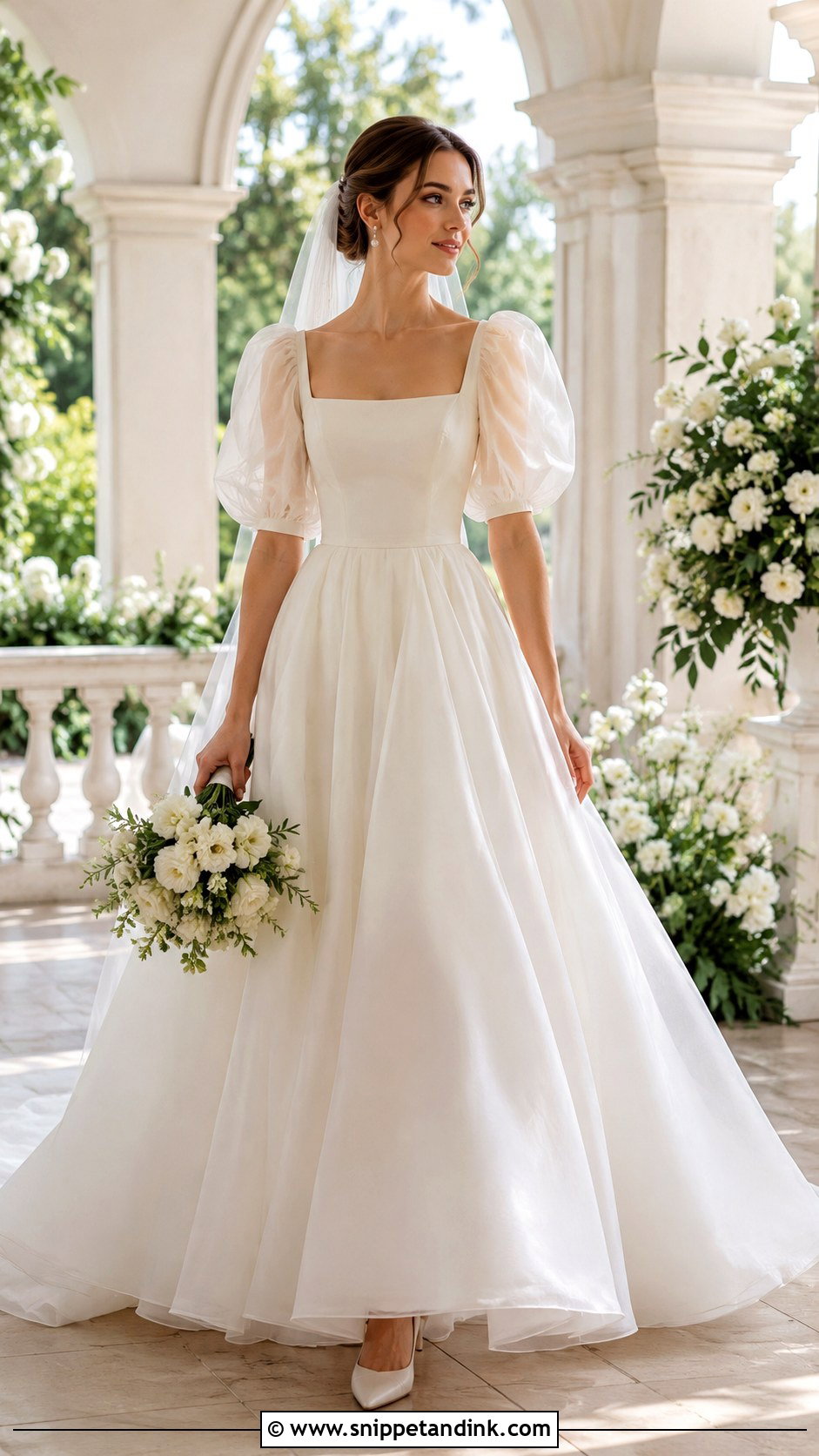 Puff Sleeve Organza Wedding Dress - Snippet and Ink - 20 Unique Vintage Elegant Wedding Dresses