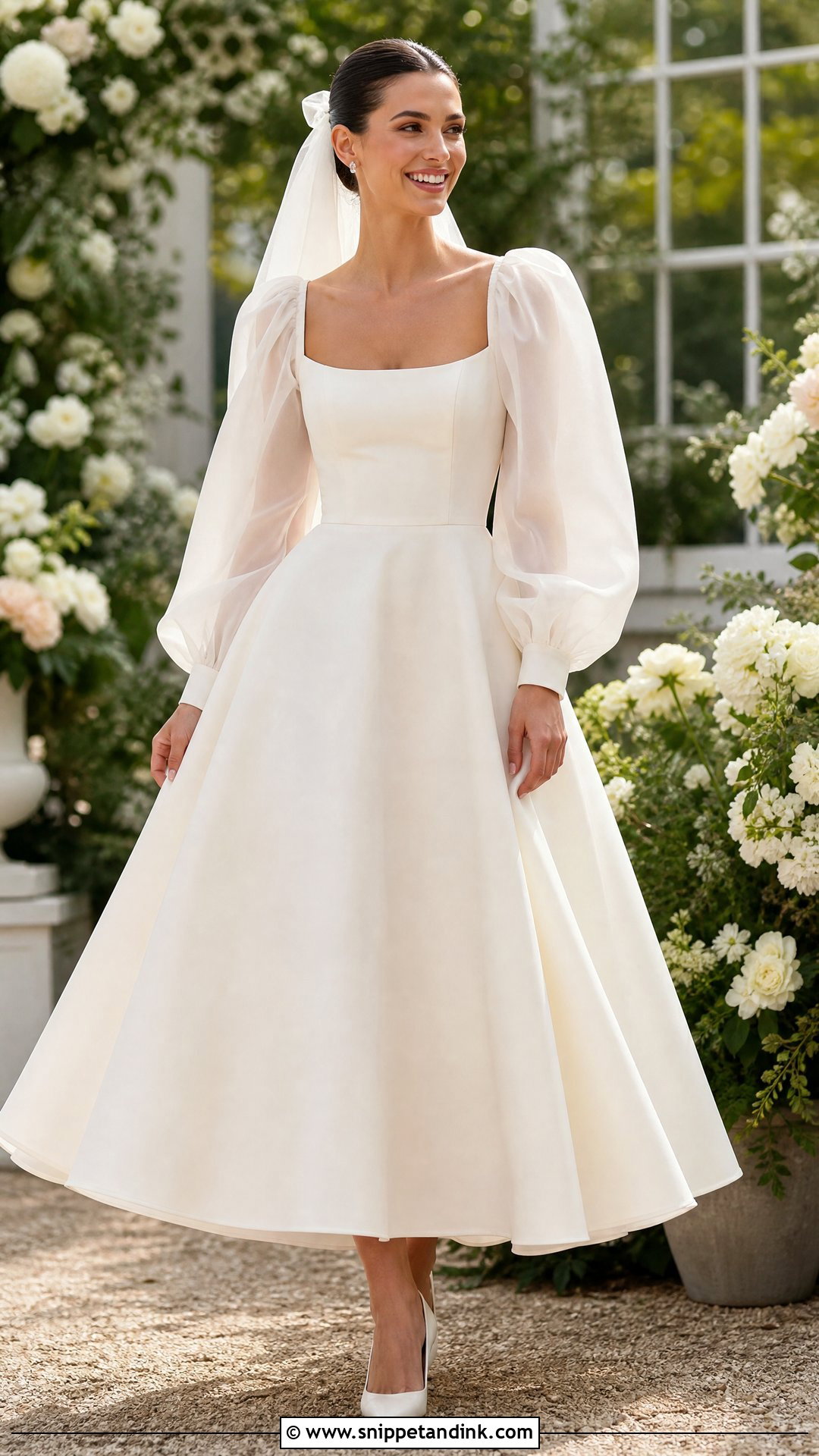 Puff Sleeve Organza Wedding Dress - Snippet and Ink - 20 Wedding Dress Without Train Ideas