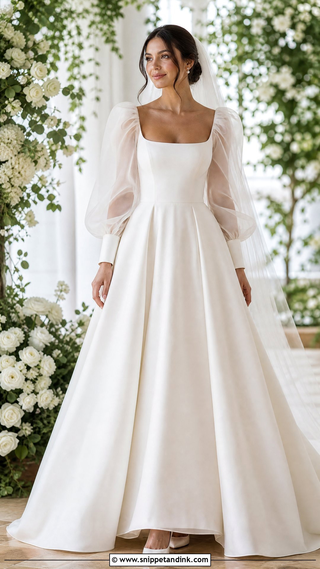 Puff Sleeve Organza Wedding Dress - Snippet and Ink - 20 No Lace Wedding Dress Ideas