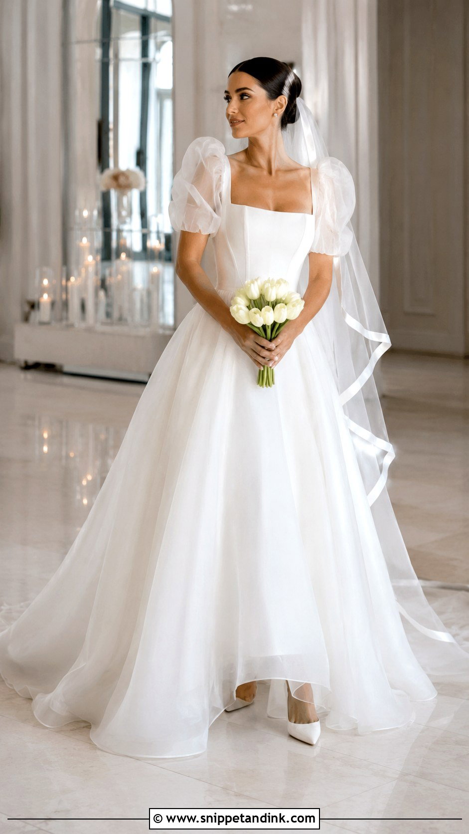Puff Sleeve Organza Wedding Dress - Snippet and Ink - 20 Bride Dress with Sleeves