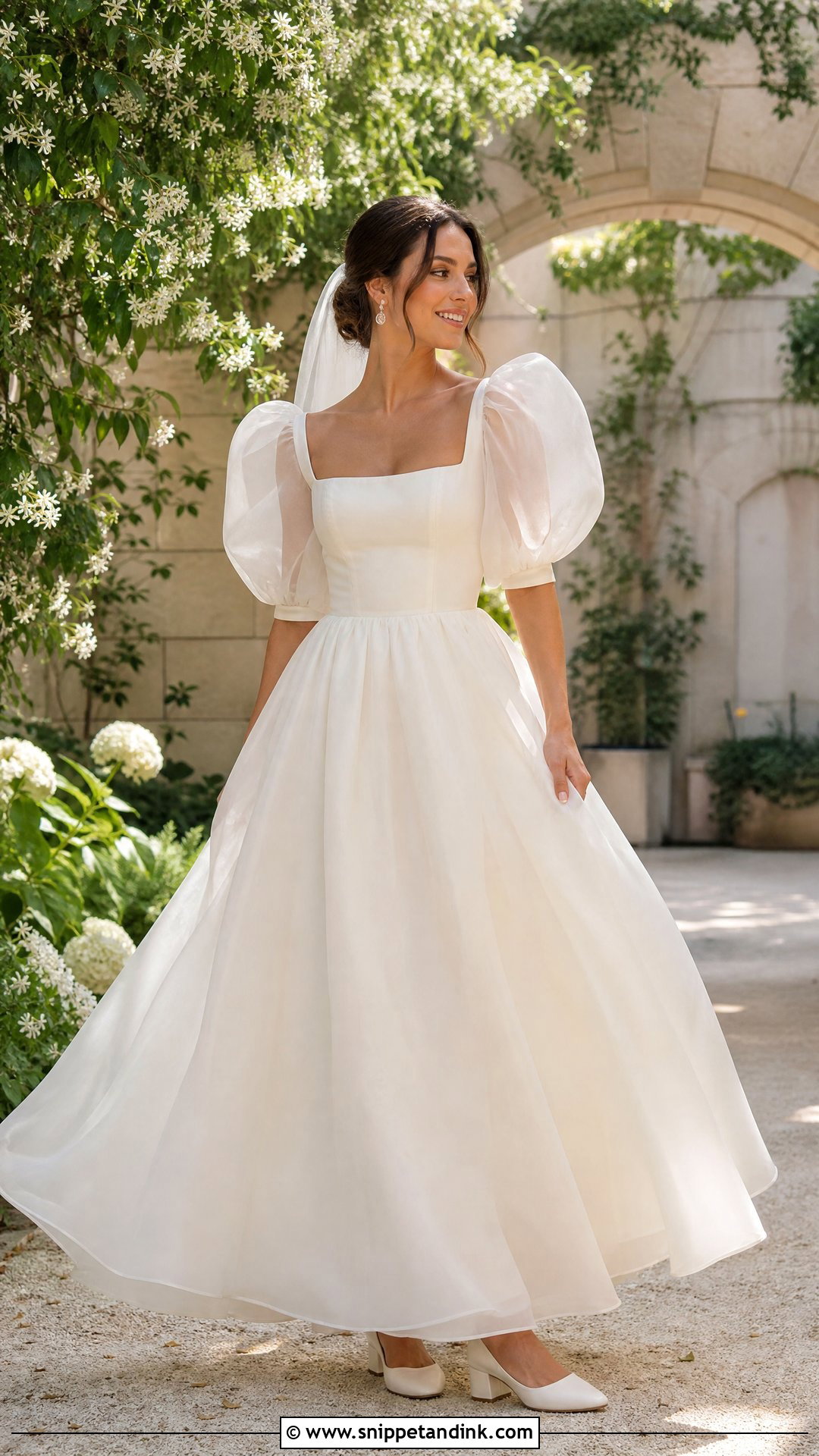 Puff Sleeve Organza Wedding Gown - Snippet and Ink - 20 Organza Wedding Gown Ideas