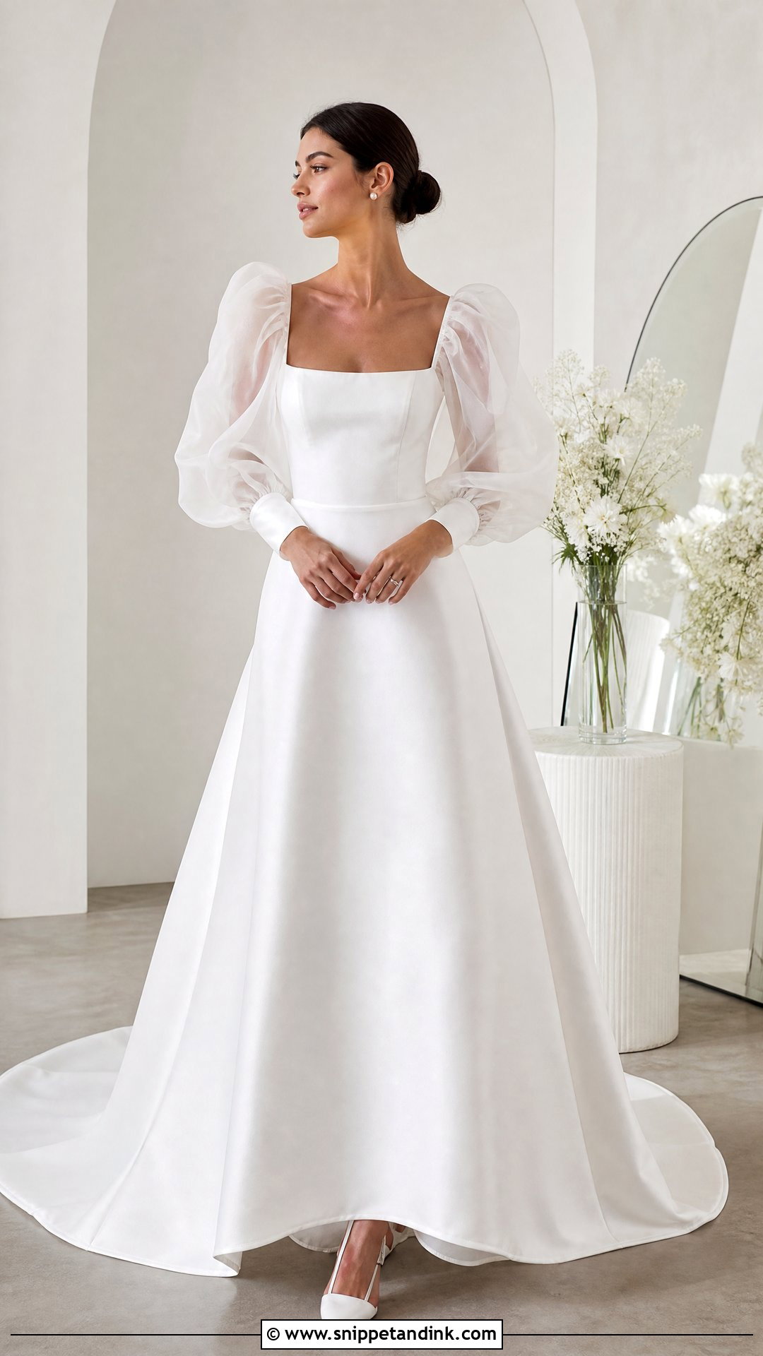 Puff Sleeve Organza Wedding Gown - Snippet and Ink - 20 Whimsical Wedding Gown Ideas