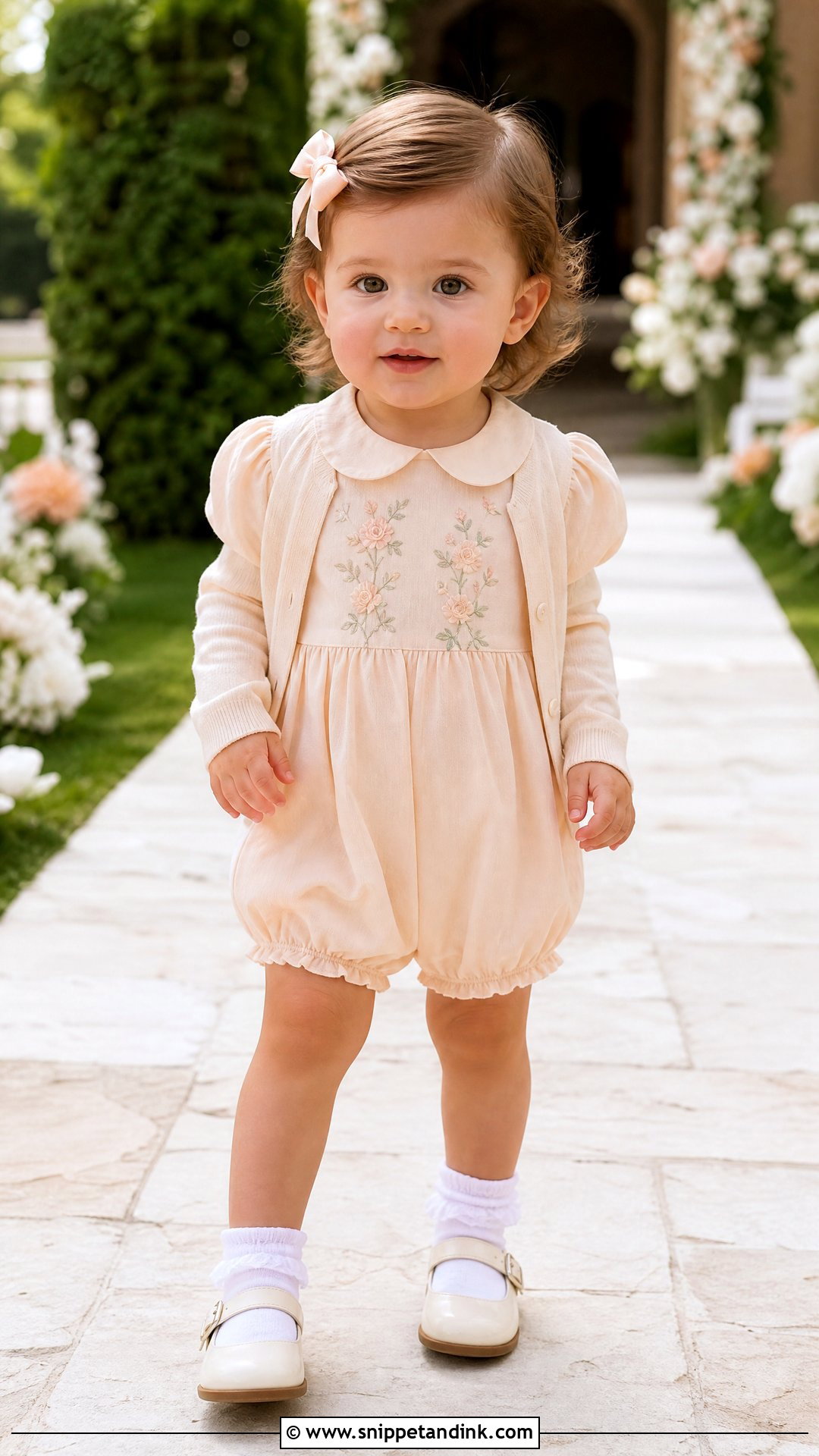 Puff Sleeve Romper Toddler Girl Wedding Outfit - Snippet and Ink - 20 Toddler Girl Wedding Outfit Ideas