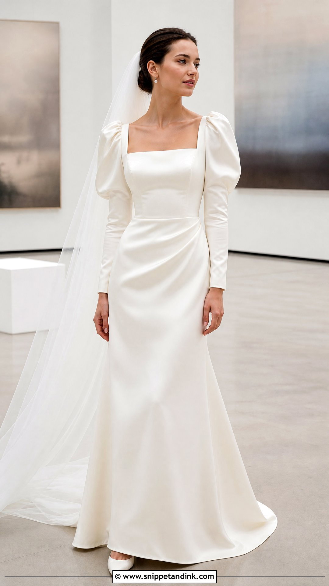 Puff Sleeve Satin Wedding Gown - Snippet and Ink - 20 Satin Wedding Gown with Sleeves