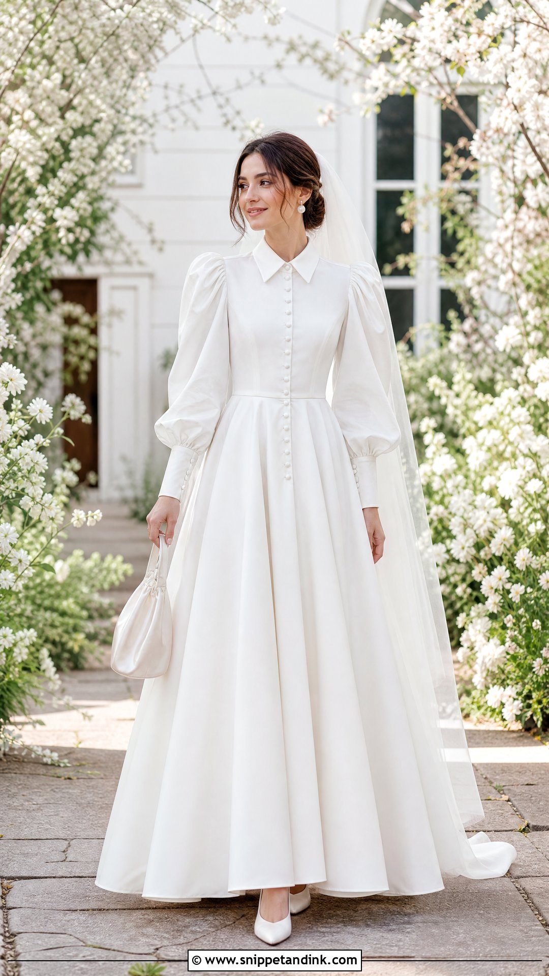 Puff Sleeve Shirt Wedding Dress - Snippet and Ink - 20 Shirt Wedding Dress Ideas
