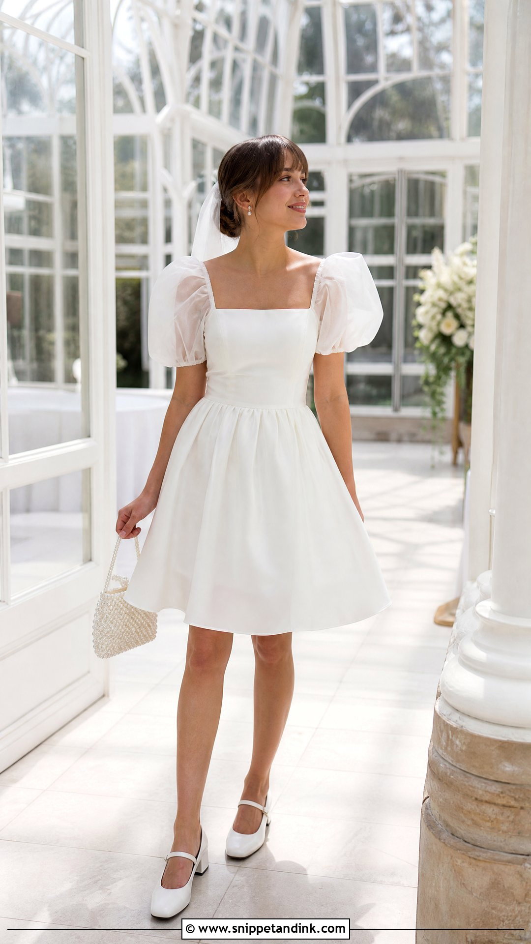 Puff Sleeve Short Elopement Dress - Snippet and Ink - 20 Short Elopement Dress Ideas