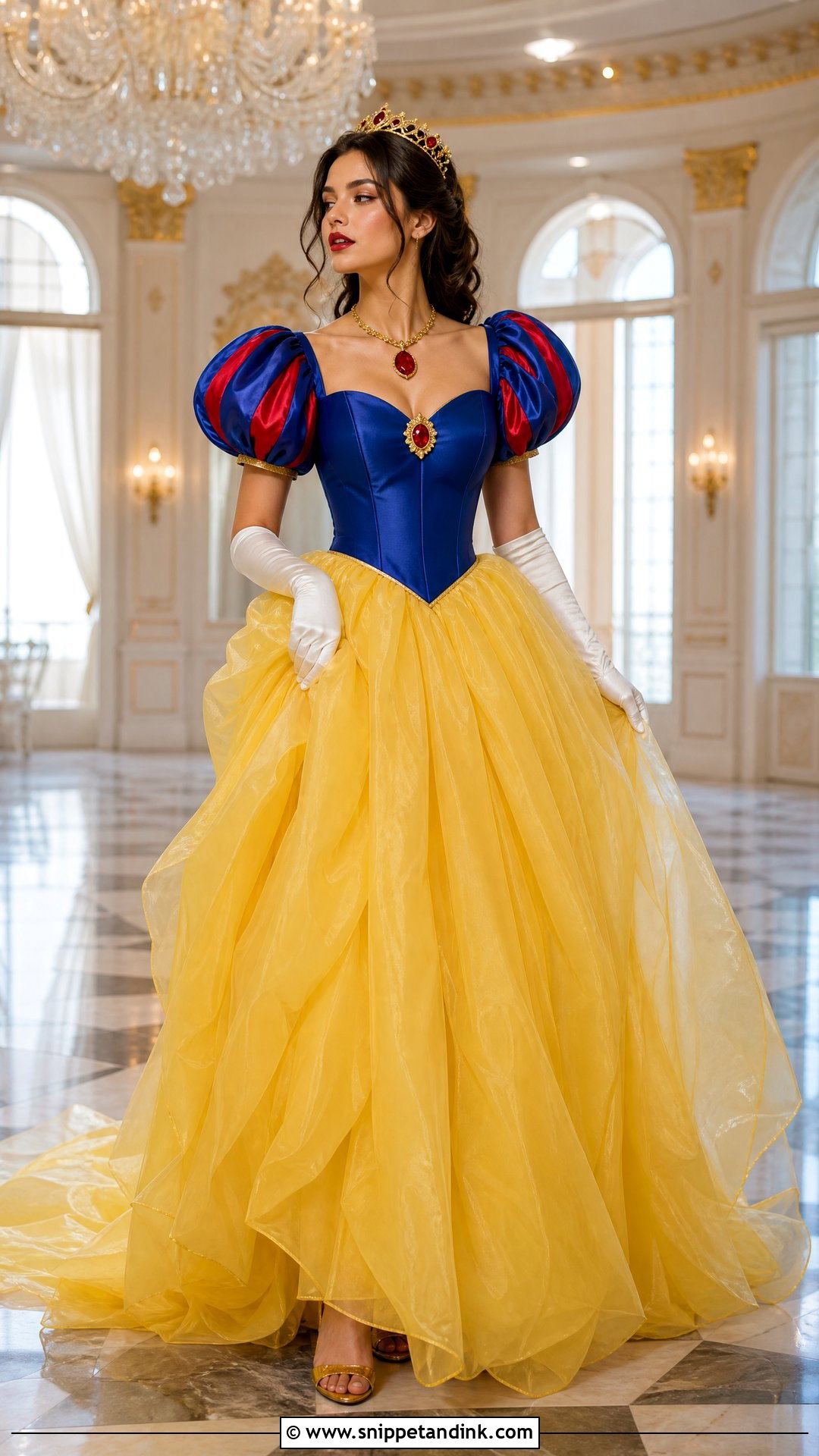 Puff Sleeve Snow White Ball Gown - Snippet and Ink - 20 Snow White Gown Ideas