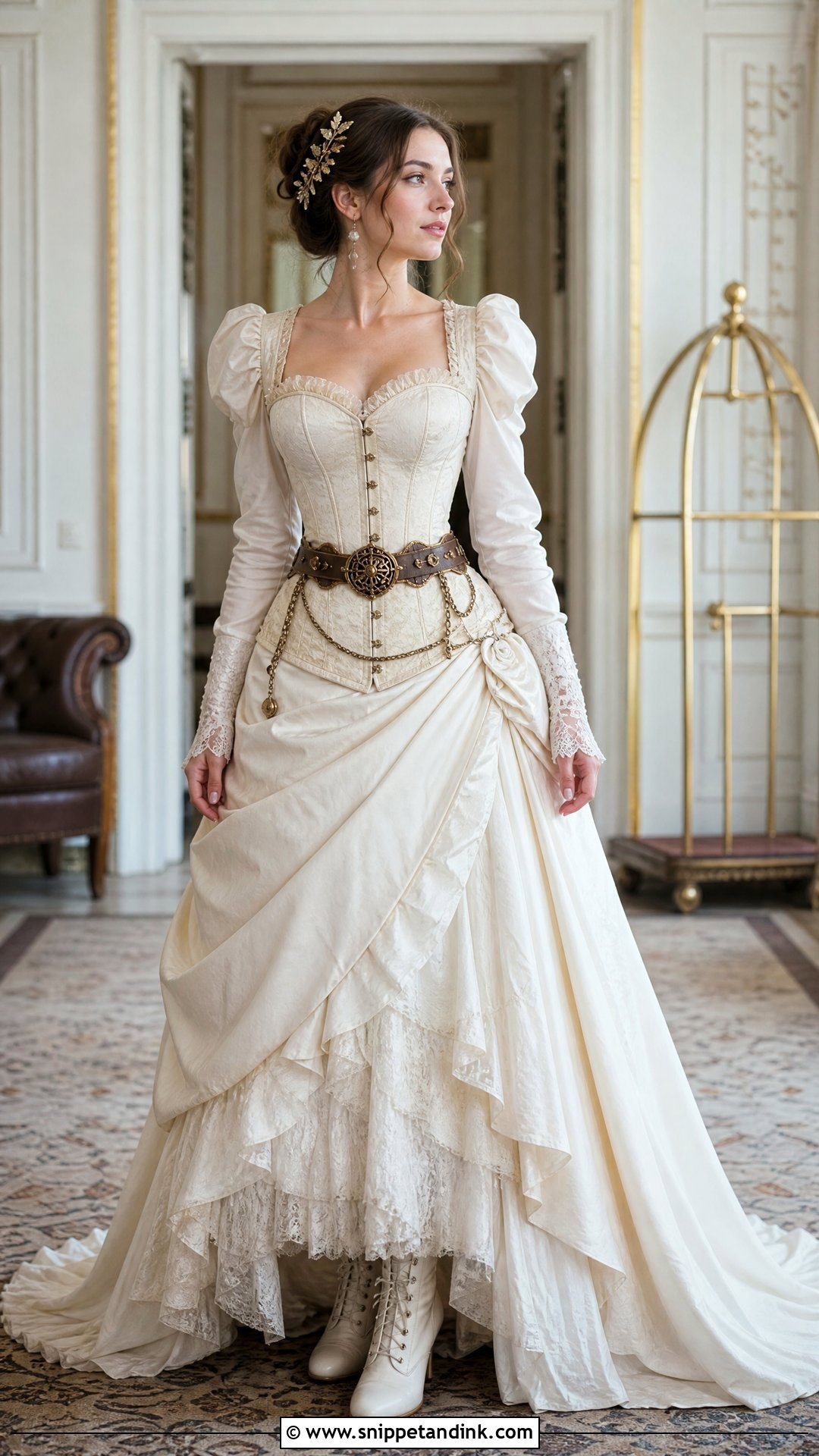 Puff Sleeve Steampunk Wedding Dress - Snippet and Ink - 25 Steampunk Wedding Dress Ideas