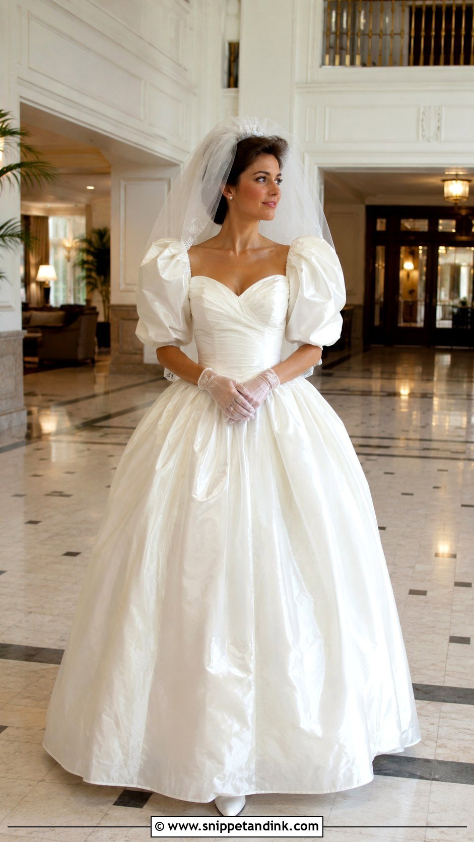 Puff Sleeve Taffeta 1982 Wedding Dress - Snippet and Ink - 20 1982 Wedding Dresses