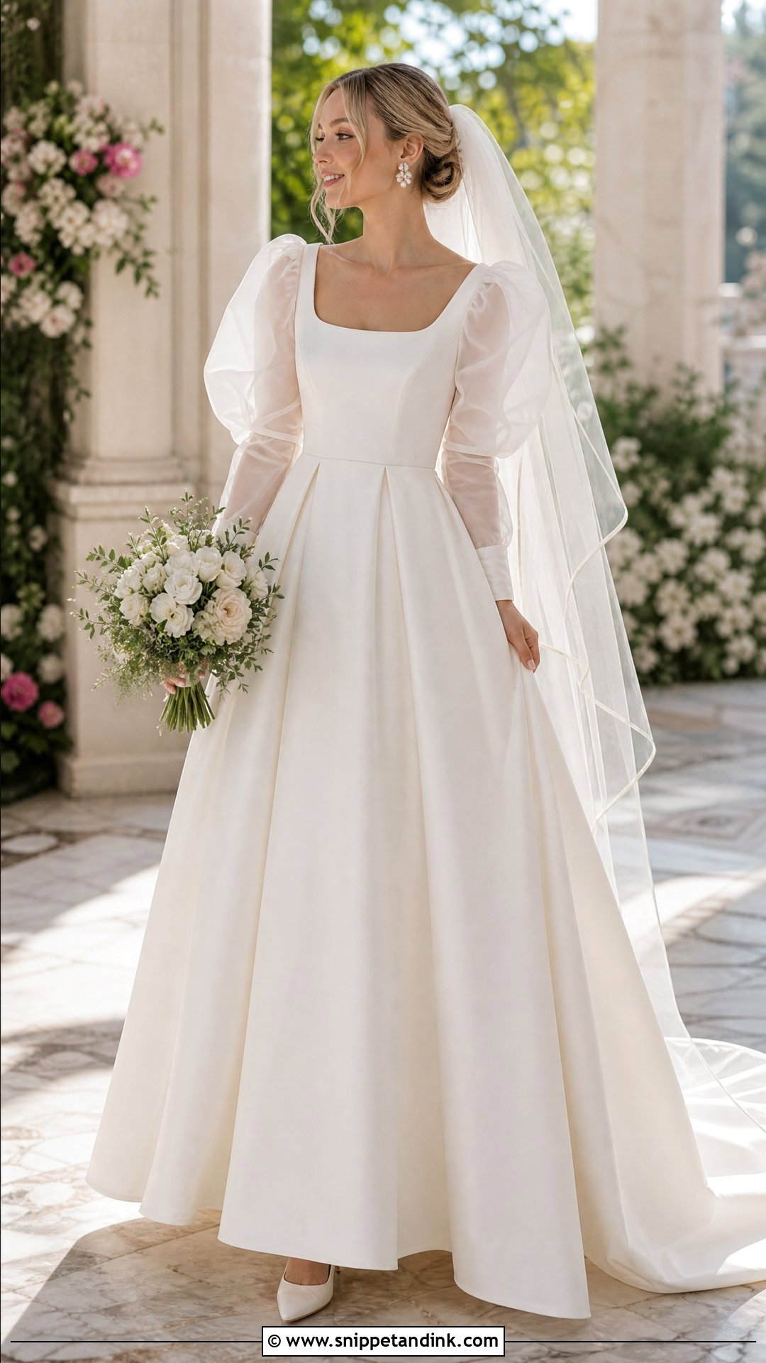 Puff Sleeve Top And Full Skirt Wedding Dress - Snippet and Ink - 20 Two Pieces Wedding Dress Ideas