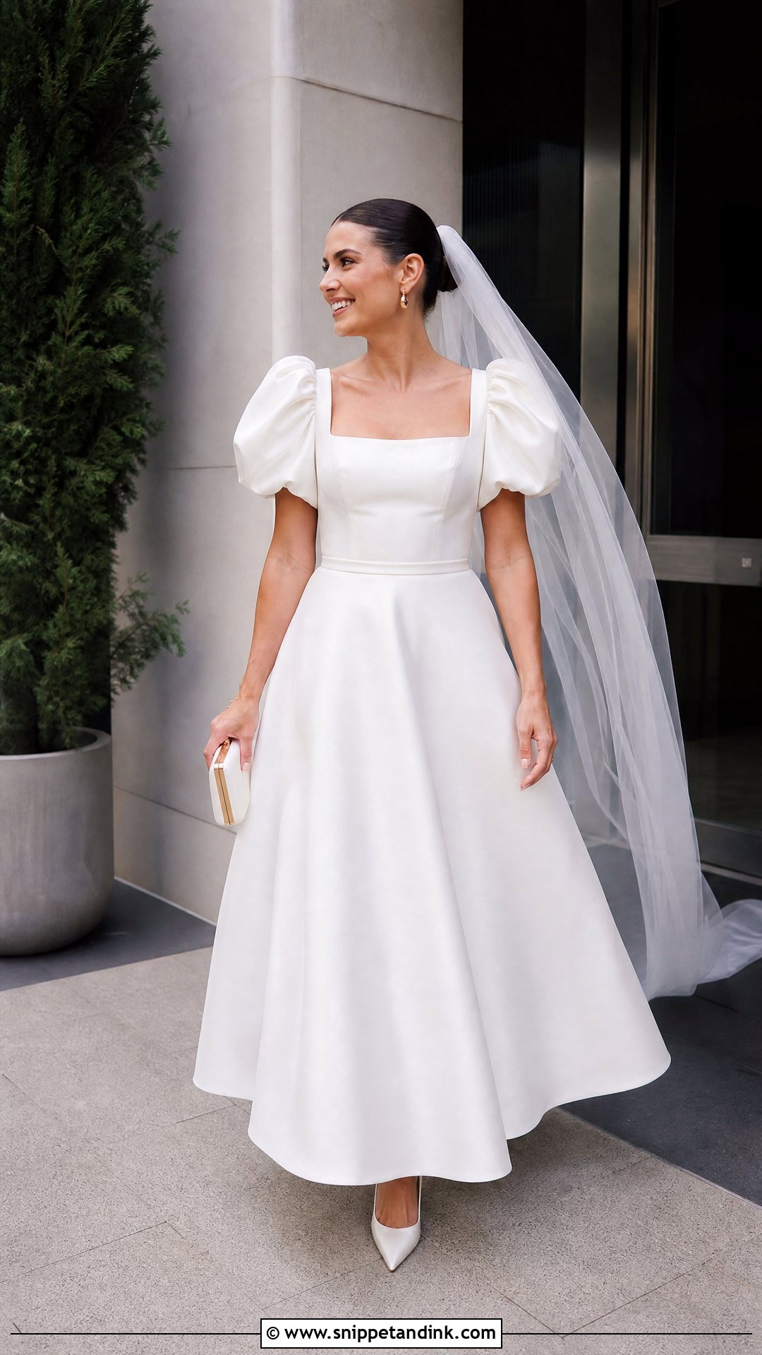 Puff Sleeve Top With Satin Wedding Skirt - Snippet and Ink - 20 Wedding Skirt Separate Ideas