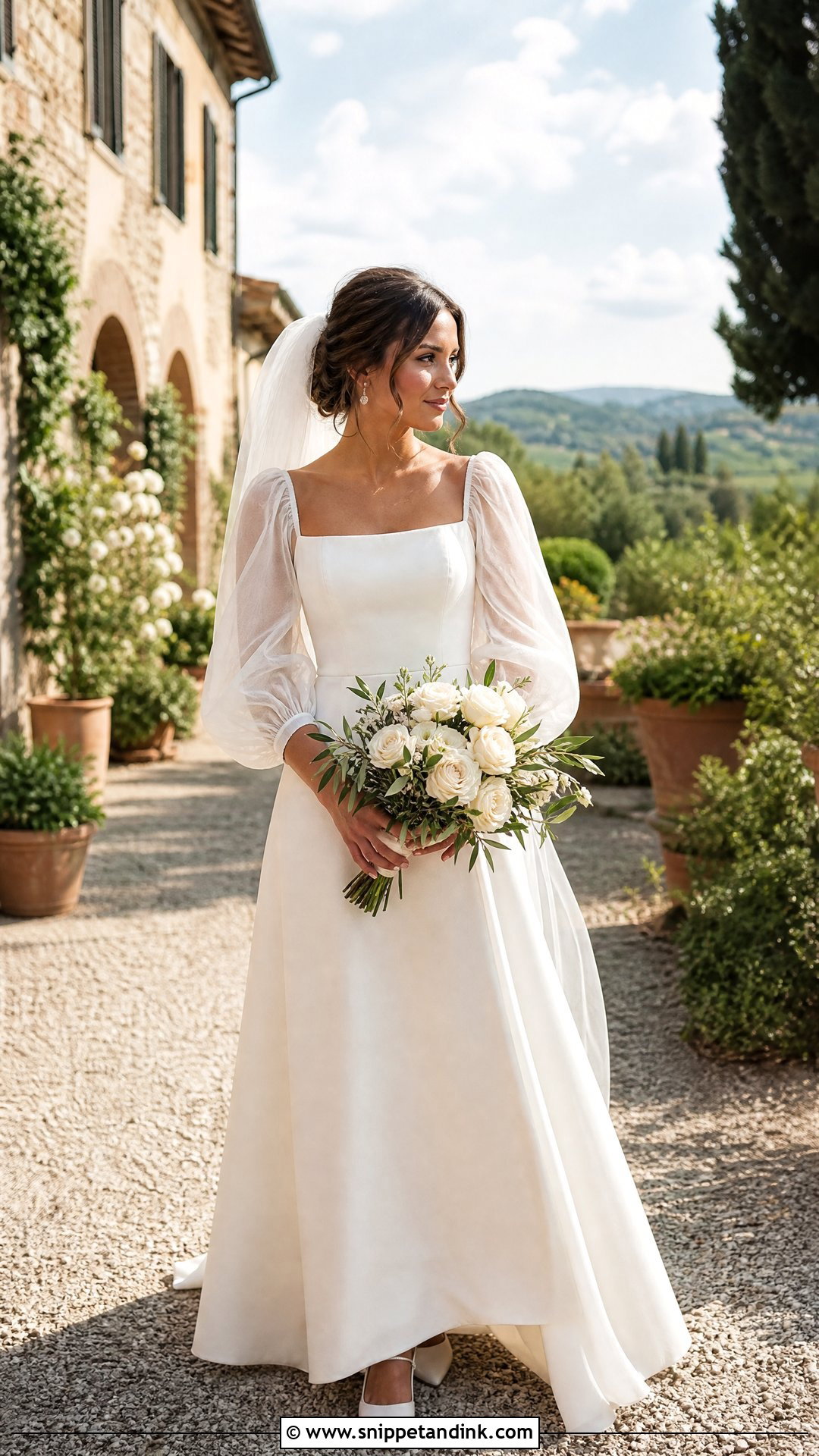Puff Sleeve Tuscan Wedding Dress - Snippet and Ink - 20 Tuscan Wedding Dress Ideas