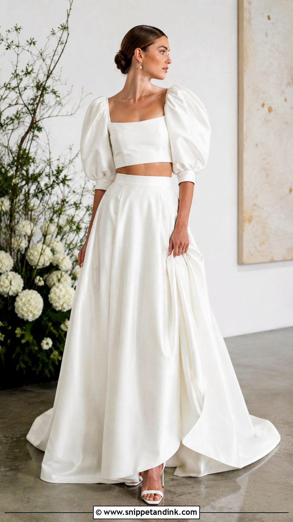 Puff Sleeve Two Piece Wedding Dress - Snippet and Ink - 30 Puff Sleeve Wedding Dress Ideas