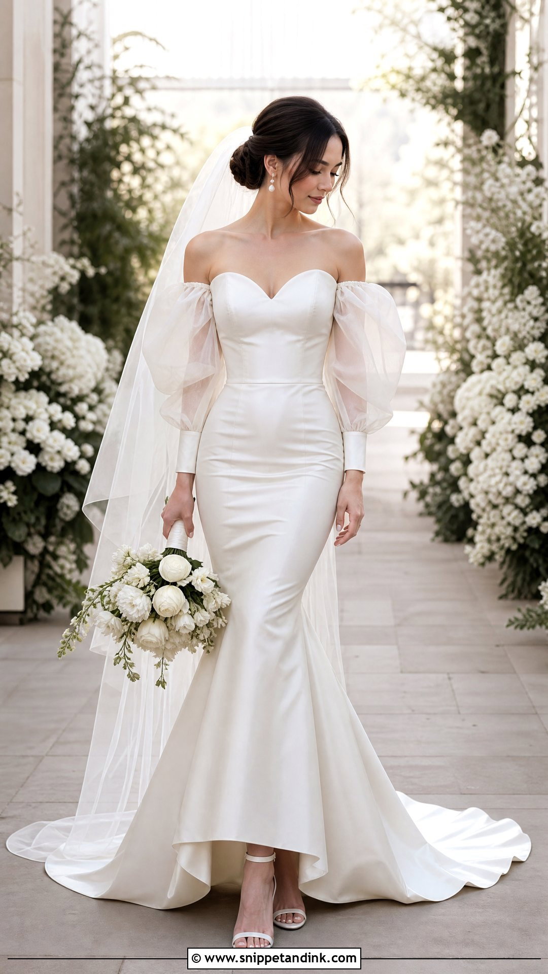 Puff Sleeve Vintage Mermaid Wedding Dress - Snippet and Ink - 20 Vintage Mermaid Wedding Dress Ideas