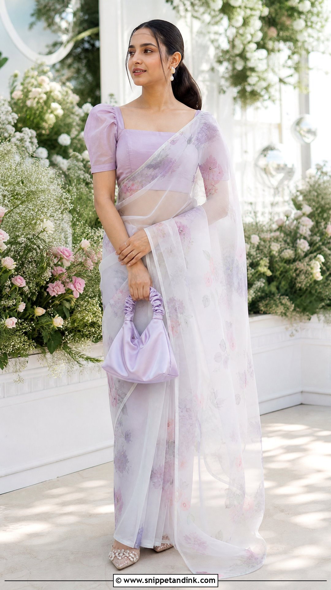 Puff Sleeve Wedding Blouse With Organza Saree - Snippet and Ink - 20 Wedding Blouses Ideas