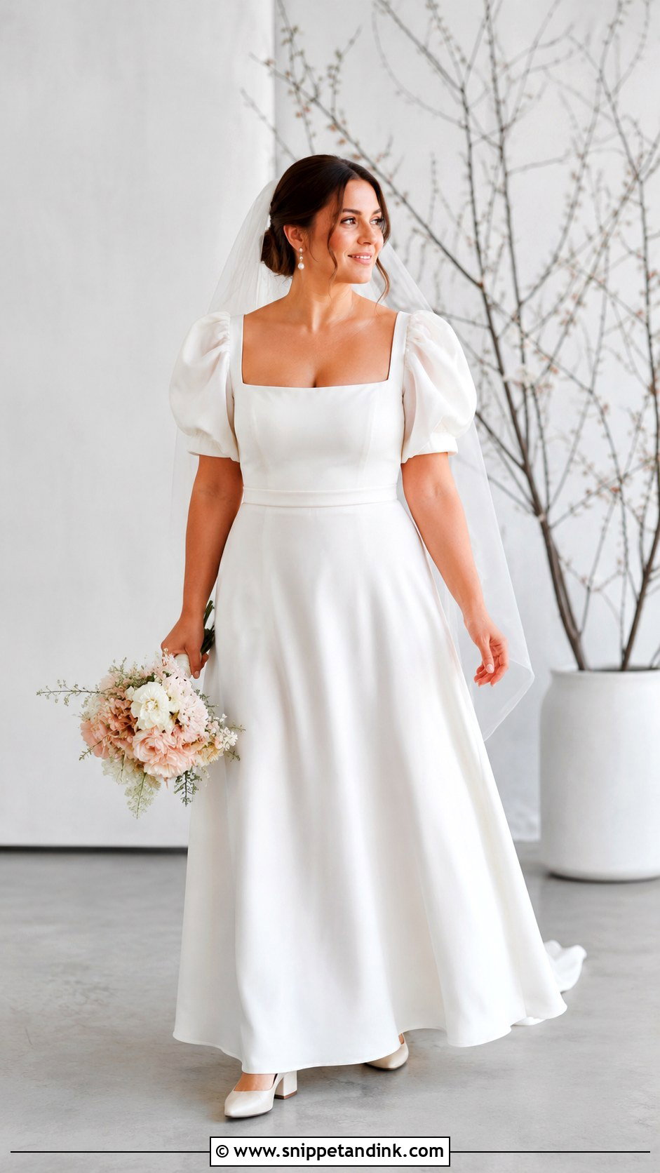 Puff Sleeve Wedding Dress For Mid Size Bride - Snippet and Ink - 25 Mid Size Bride Ideas