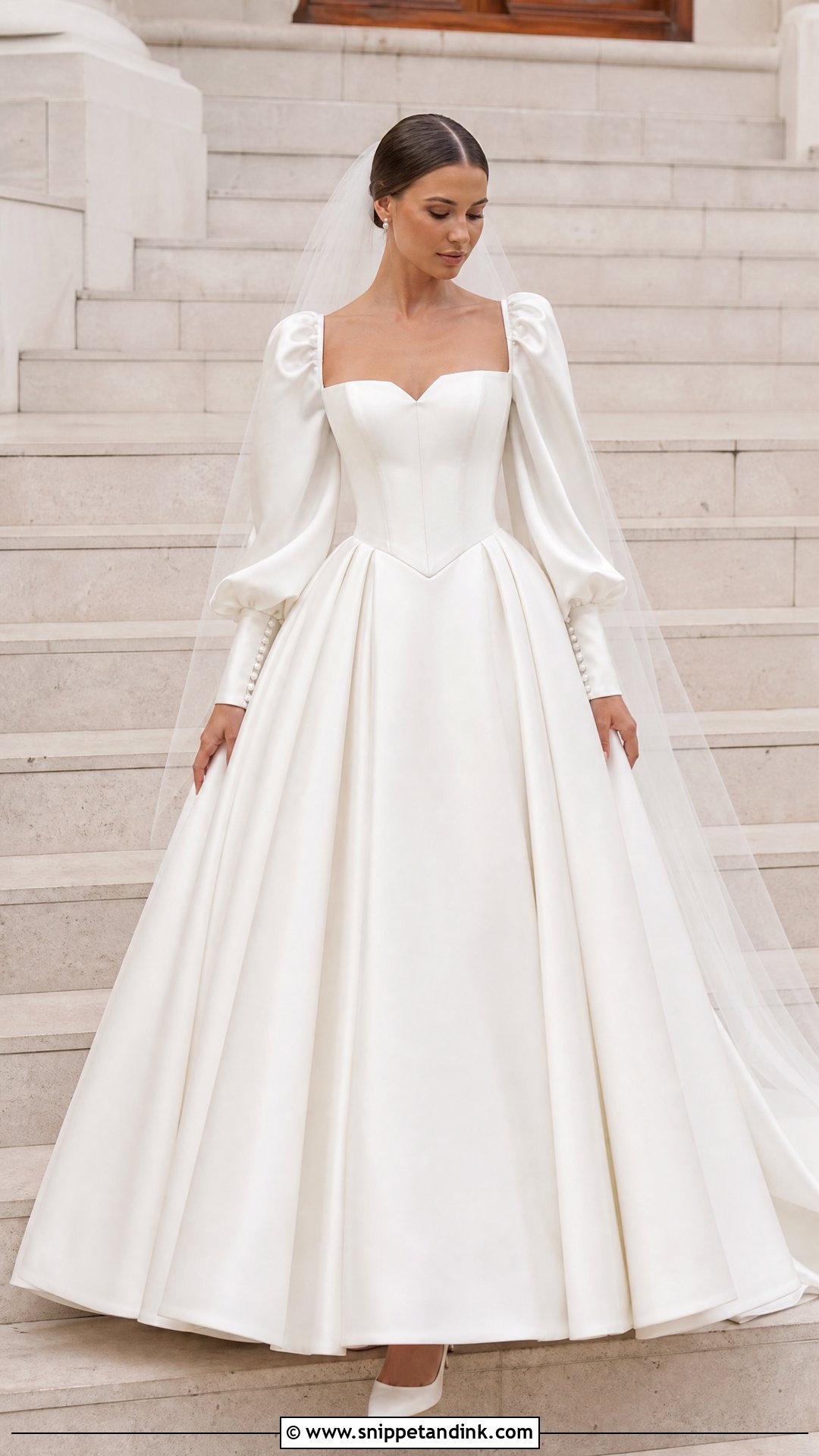 Puff Sleeve Wedding Dress With Basque Waist - Snippet and Ink - 20 Pretty Wedding Dresses with Sleeves