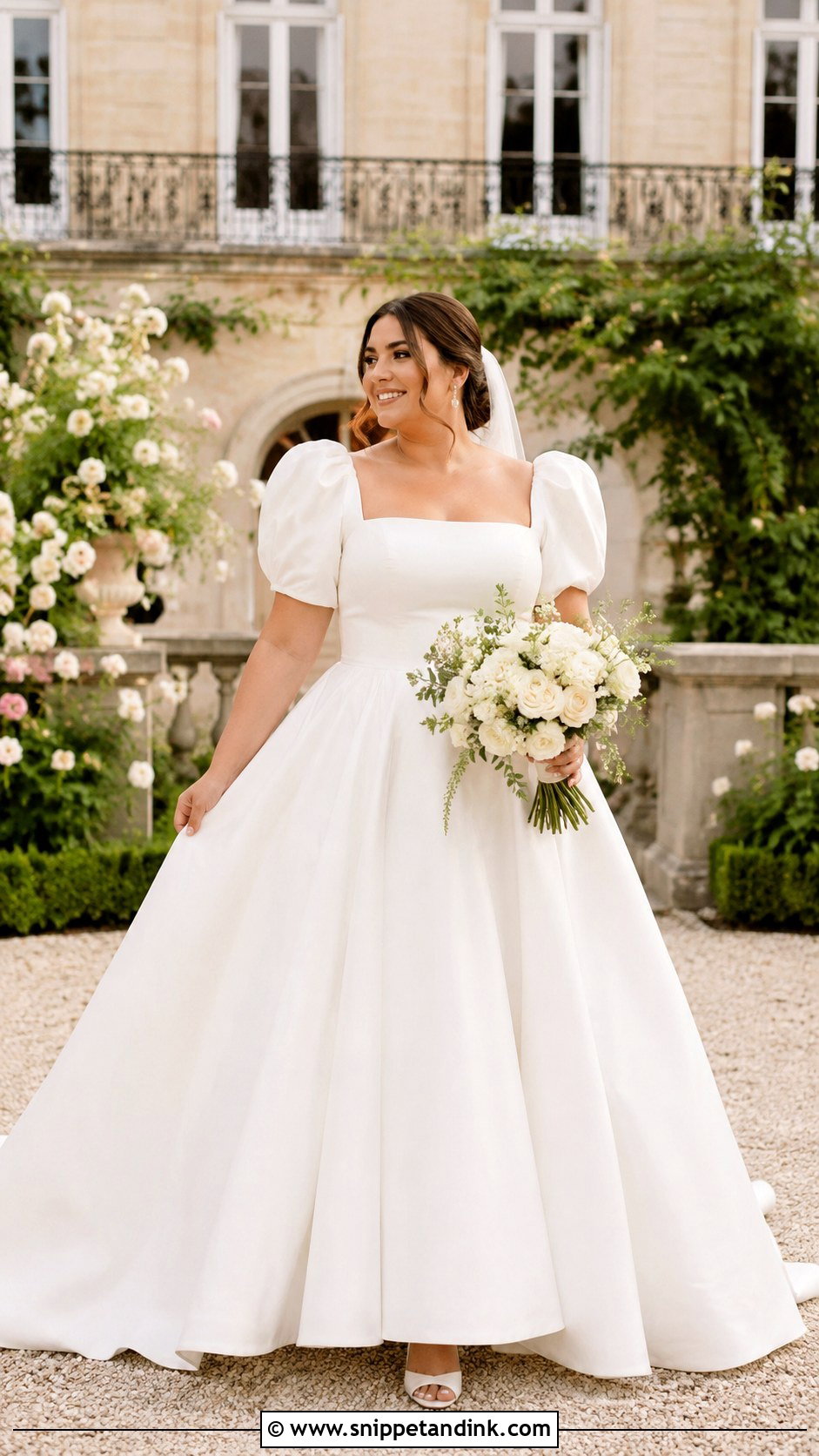 Puff Sleeve Wedding Dress With Fitted Bodice - Snippet and Ink - 30 Midsize Wedding Dress Ideas