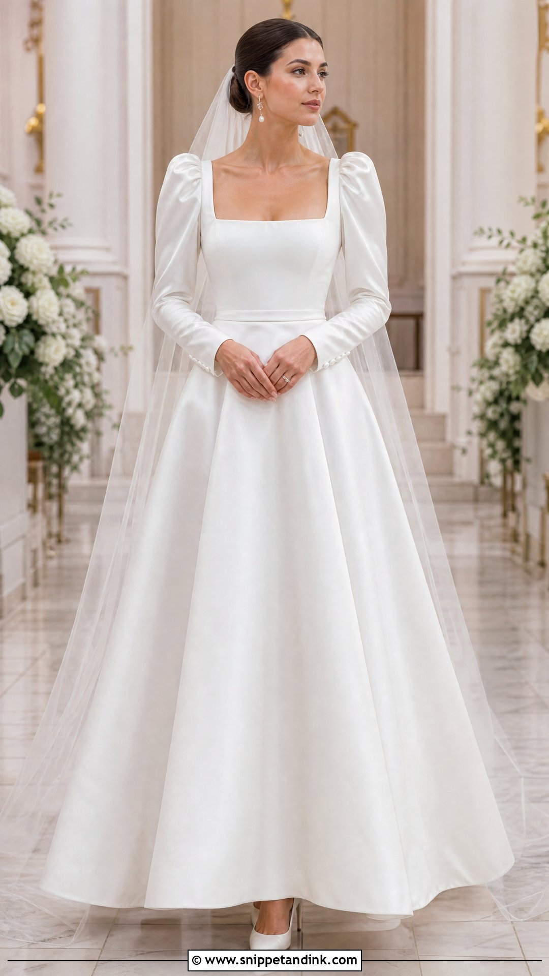 Puff Sleeve Wedding Dress With Fitted Waist - Snippet and Ink - 20 Simple Elegant Wedding Dress with Sleeves