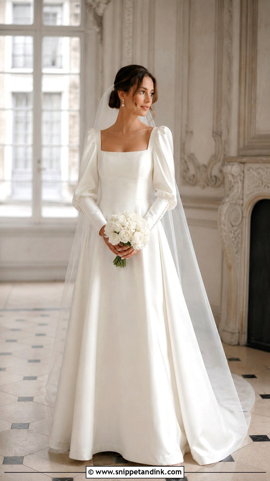 Puff Sleeve Wedding Dress With Long Cuffs - Snippet and Ink - 20 Classy Simple Long Sleeve Wedding Dress Ideas