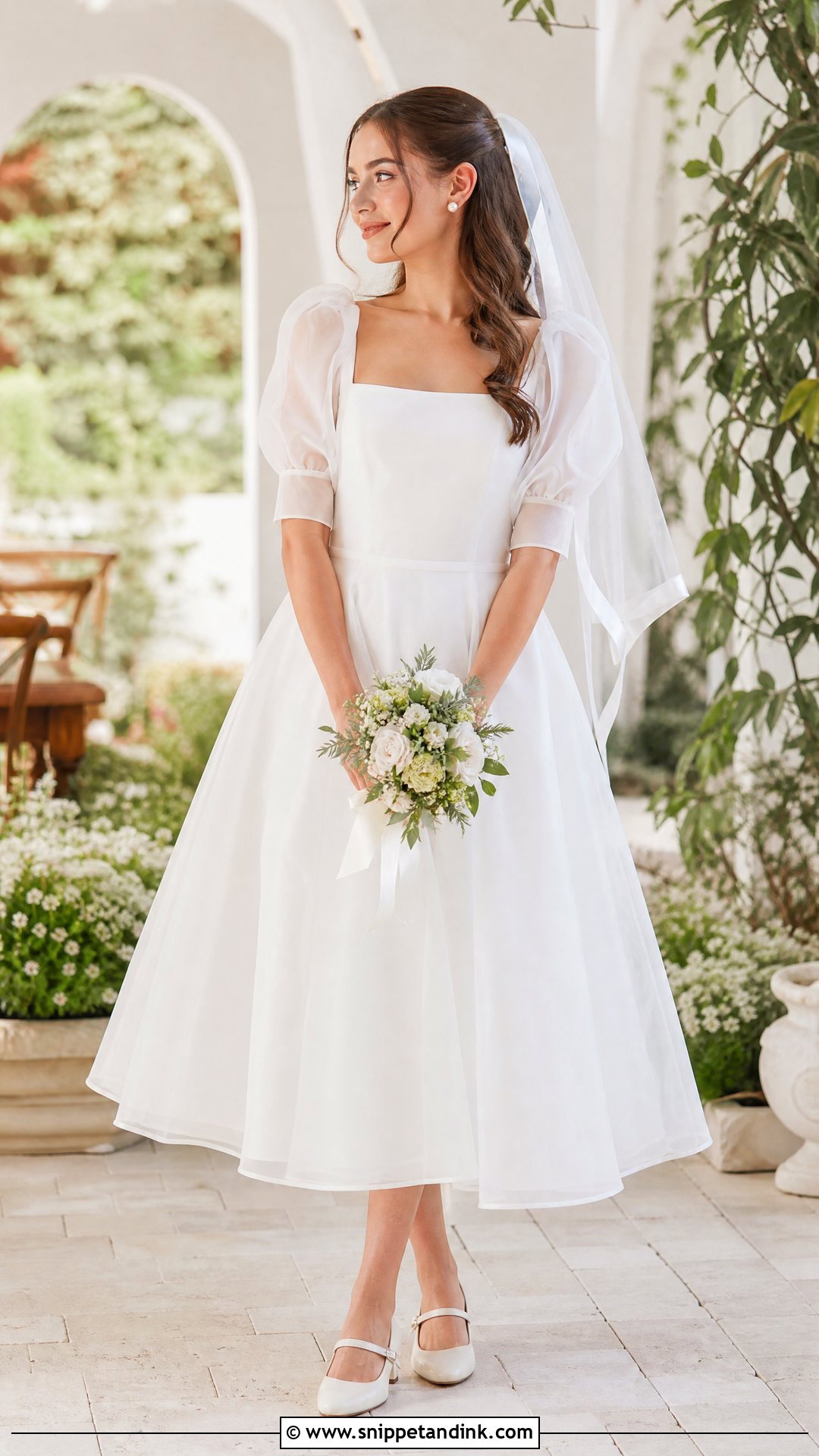 Puff Sleeve Wedding Dress With Mary Jane Heels - Snippet and Ink - 20 Online Wedding Dress Ideas