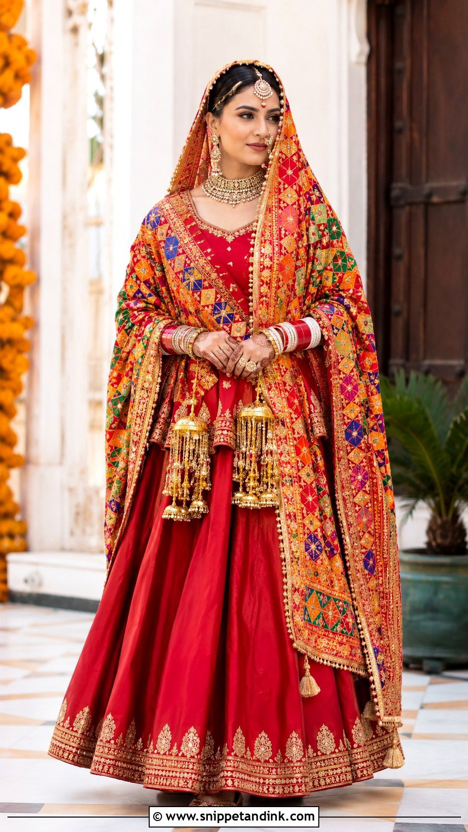 Punjabi Bride Phulkari Dupatta - Snippet and Ink - 25 Traditional Punjabi Bride Ideas