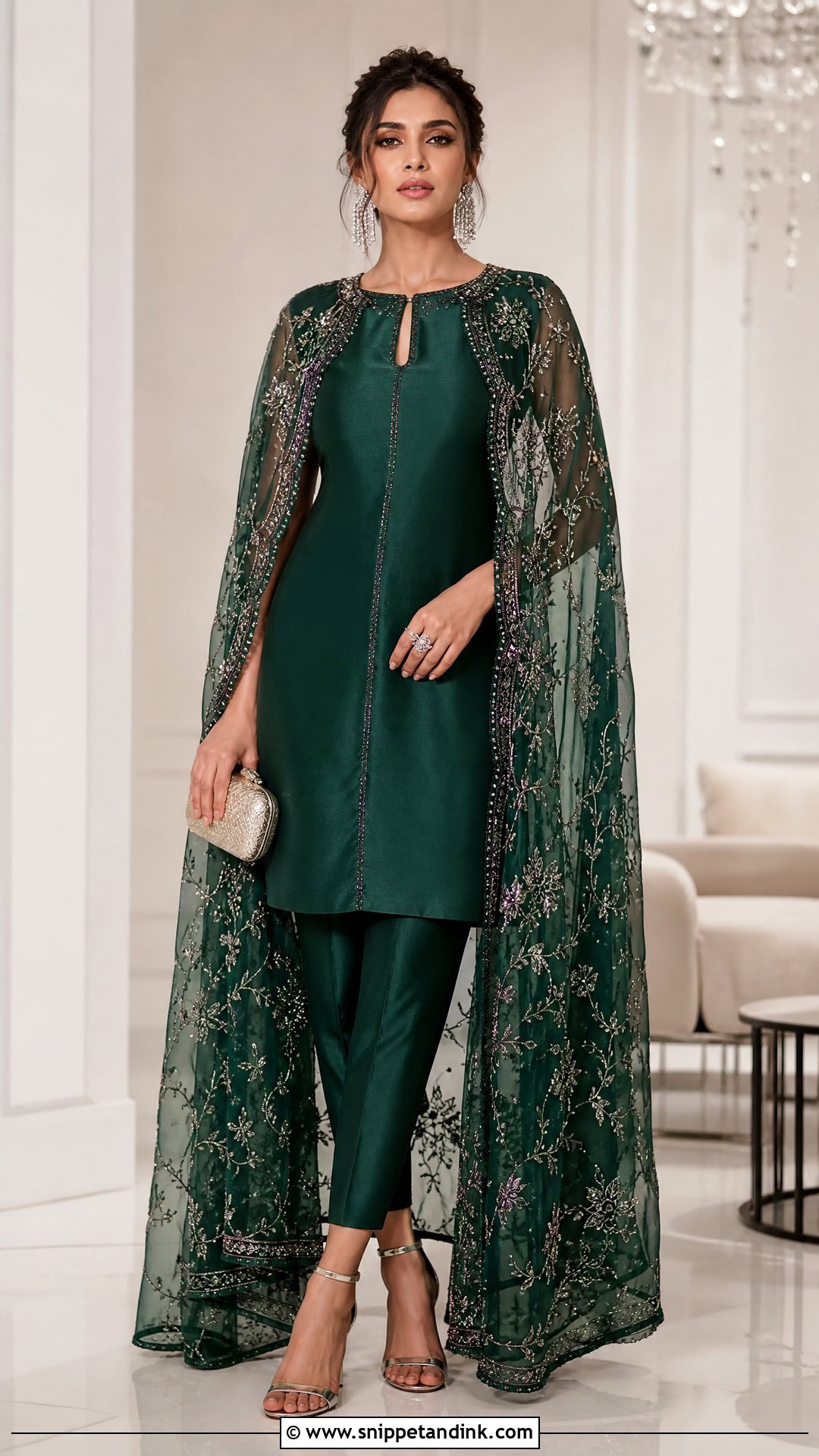 Punjabi Cape Suit With Slim Pants - Snippet and Ink - 20 Punjabi Wedding Suit Party Wear Ideas