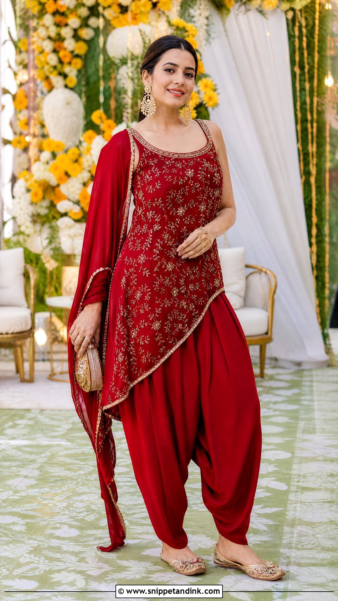 Punjabi Dhoti Suit With Asymmetrical Kurti - Snippet and Ink - 20 Punjabi Wedding Suit Party Wear Ideas
