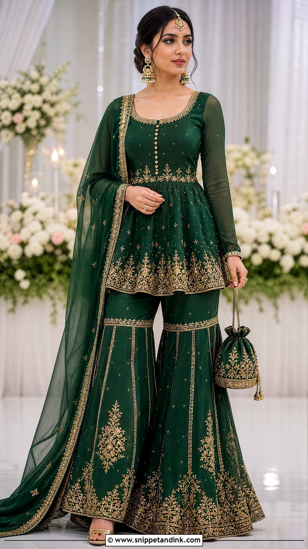 Punjabi Gharara Suit With Peplum Kurti - Snippet and Ink - 20 Punjabi Wedding Suit Party Wear Ideas