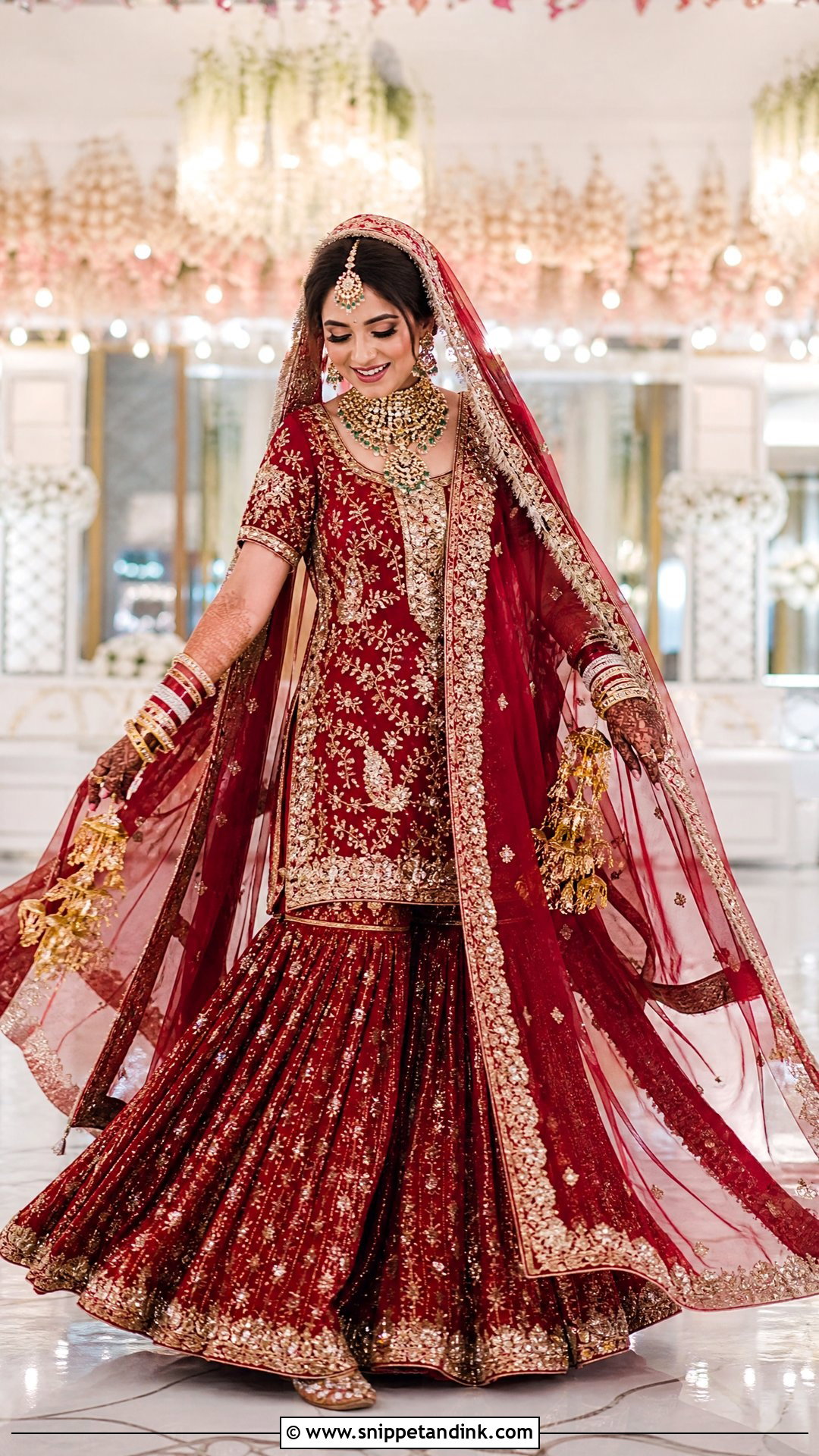 Punjabi Indian Bridal Sharara With Dupatta - Snippet and Ink - 20 Indian Bride Wedding Dress Ideas
