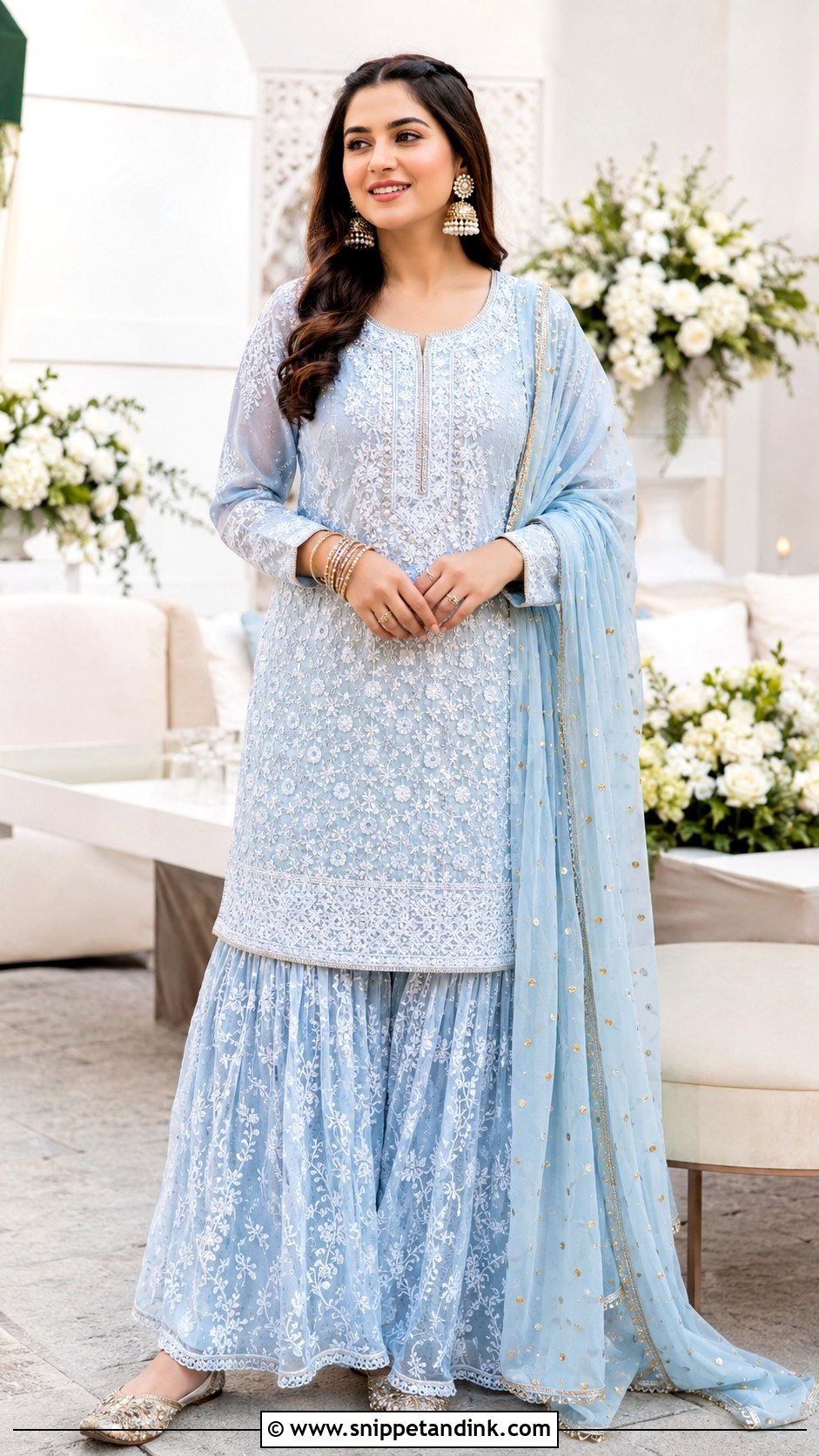 Punjabi Jaago Chikankari Sharara - Snippet and Ink - 30 Punjabi Jaago Outfit Ideas