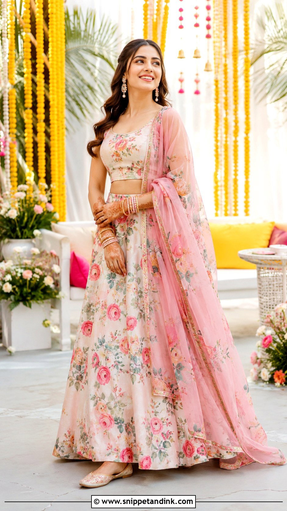 Punjabi Jaago Floral Lehenga - Snippet and Ink - 30 Punjabi Jaago Outfit Ideas