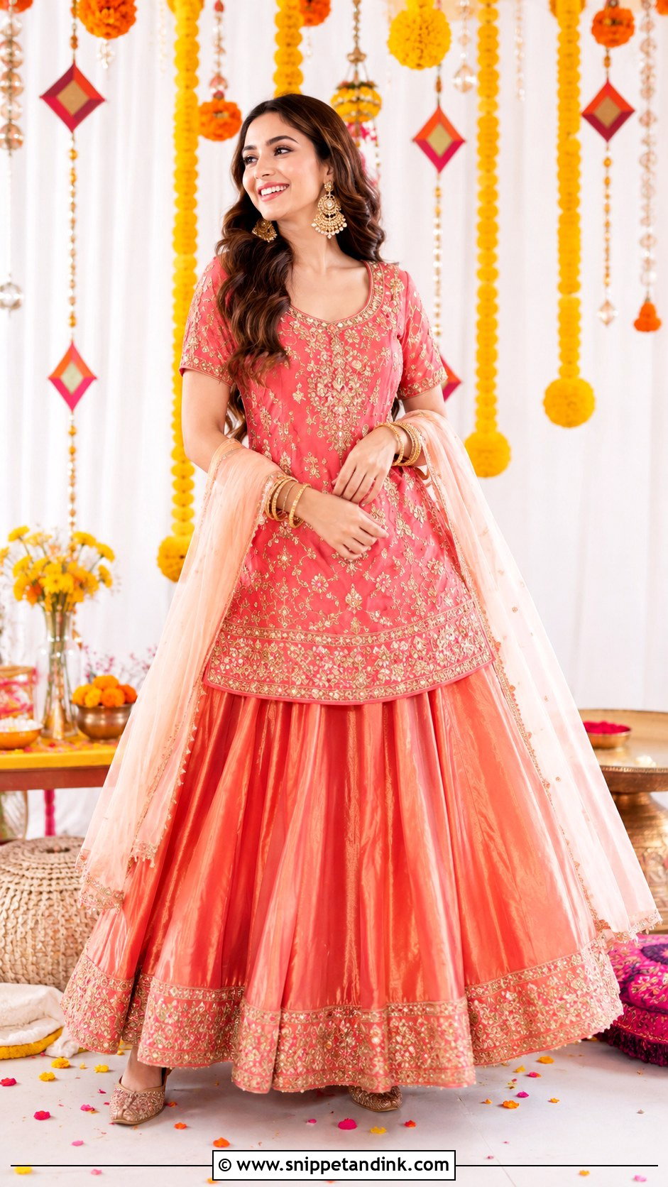 Punjabi Jaago Lehenga With Kurti - Snippet and Ink - 30 Punjabi Jaago Outfit Ideas
