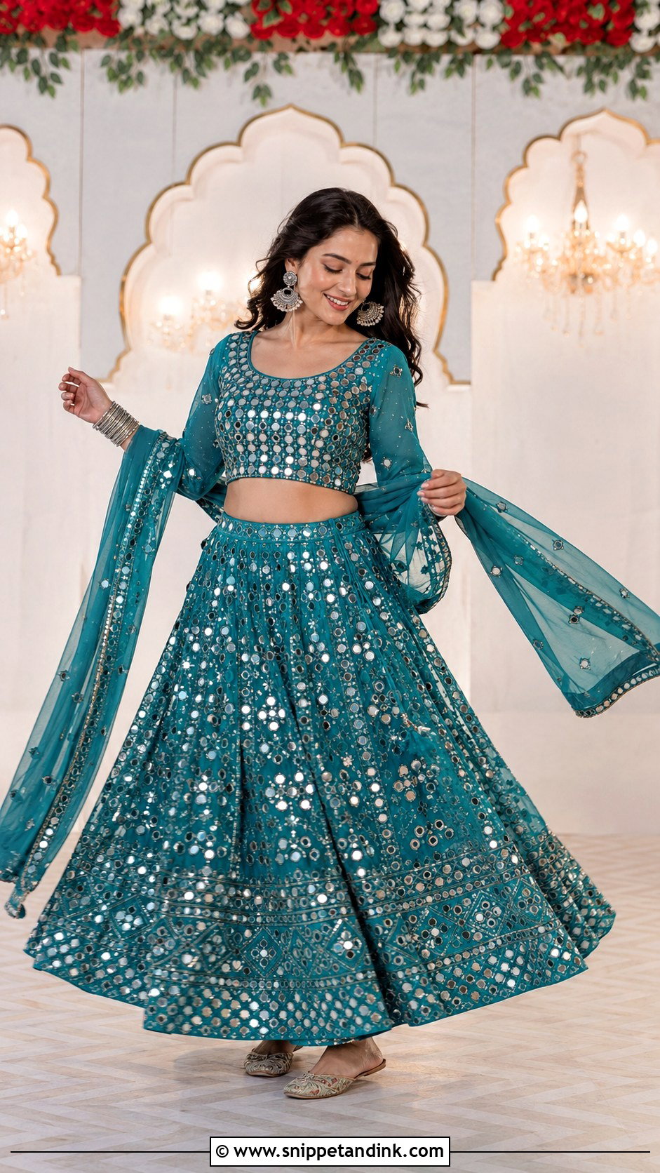 Punjabi Jaago Mirror Work Lehenga - Snippet and Ink - 30 Punjabi Jaago Outfit Ideas