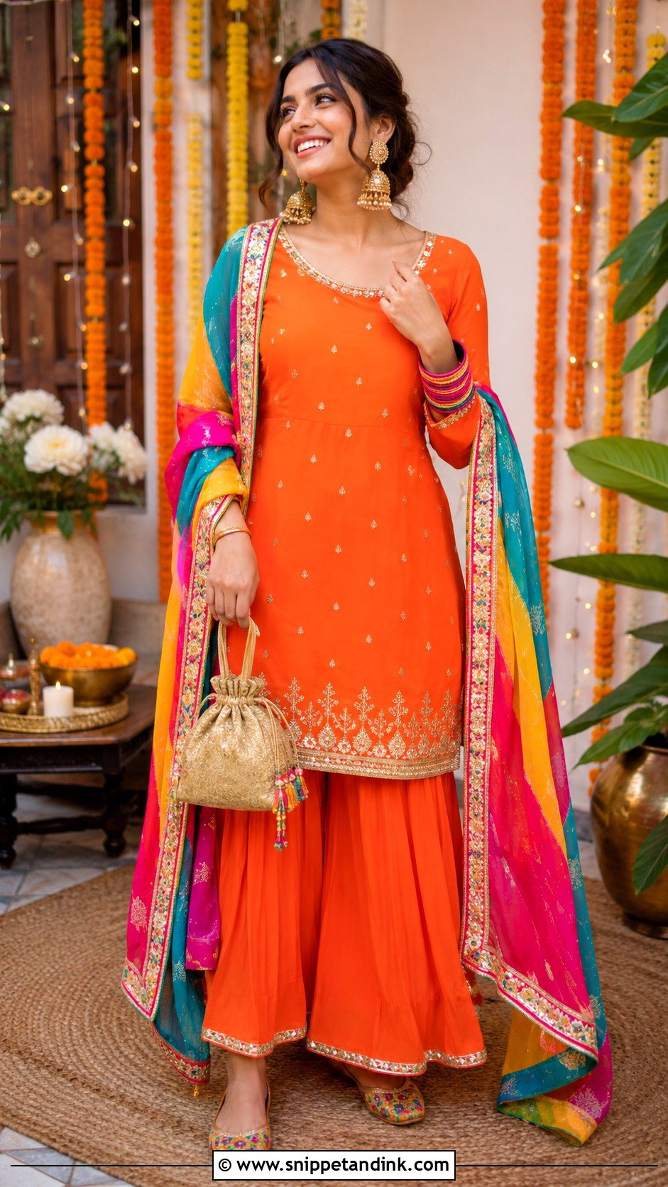 Punjabi Jaago Orange Suit - Snippet and Ink - 30 Punjabi Jaago Outfit Ideas