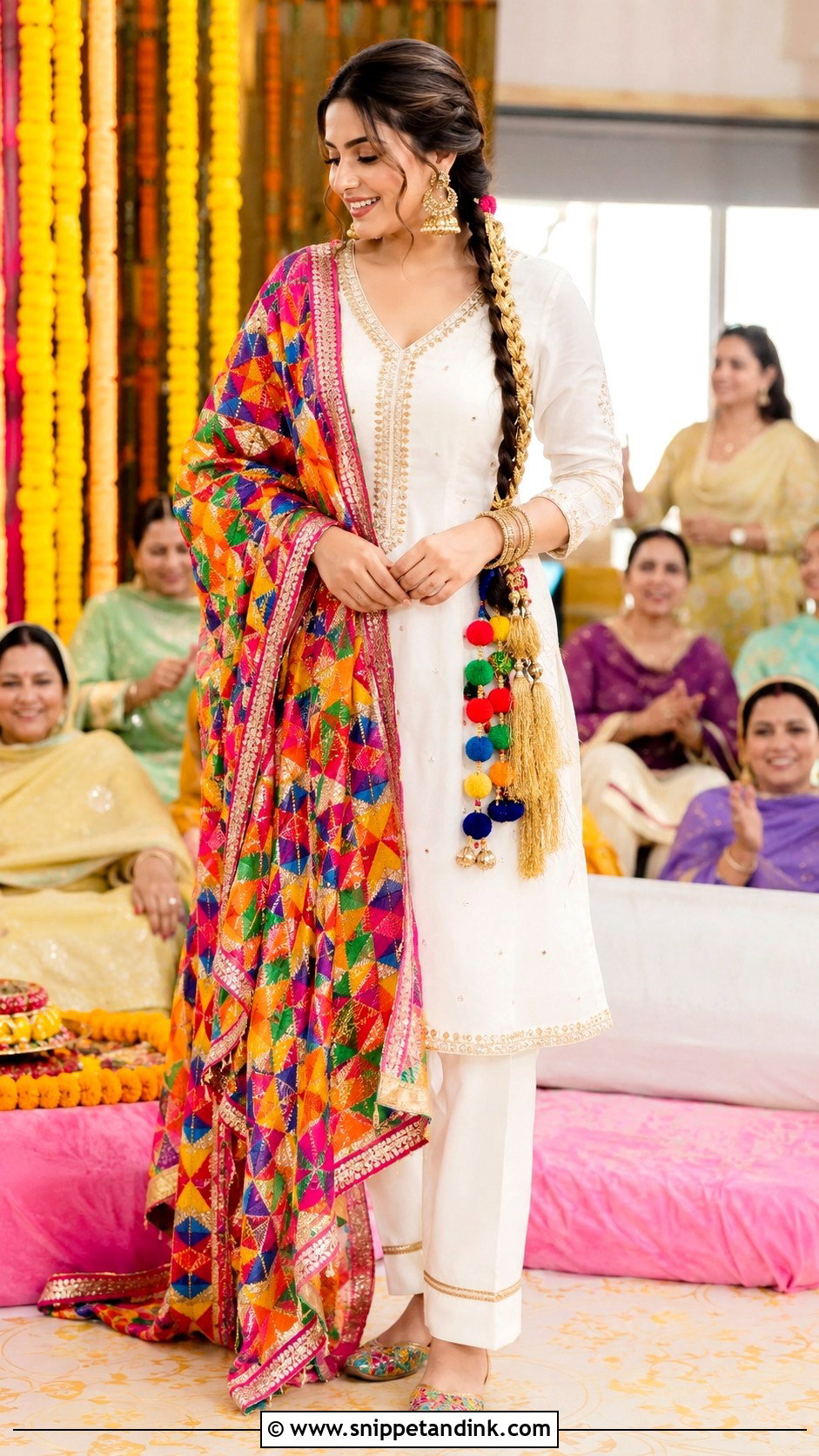 Punjabi Jaago Phulkari Suit - Snippet and Ink - 30 Punjabi Jaago Outfit Ideas