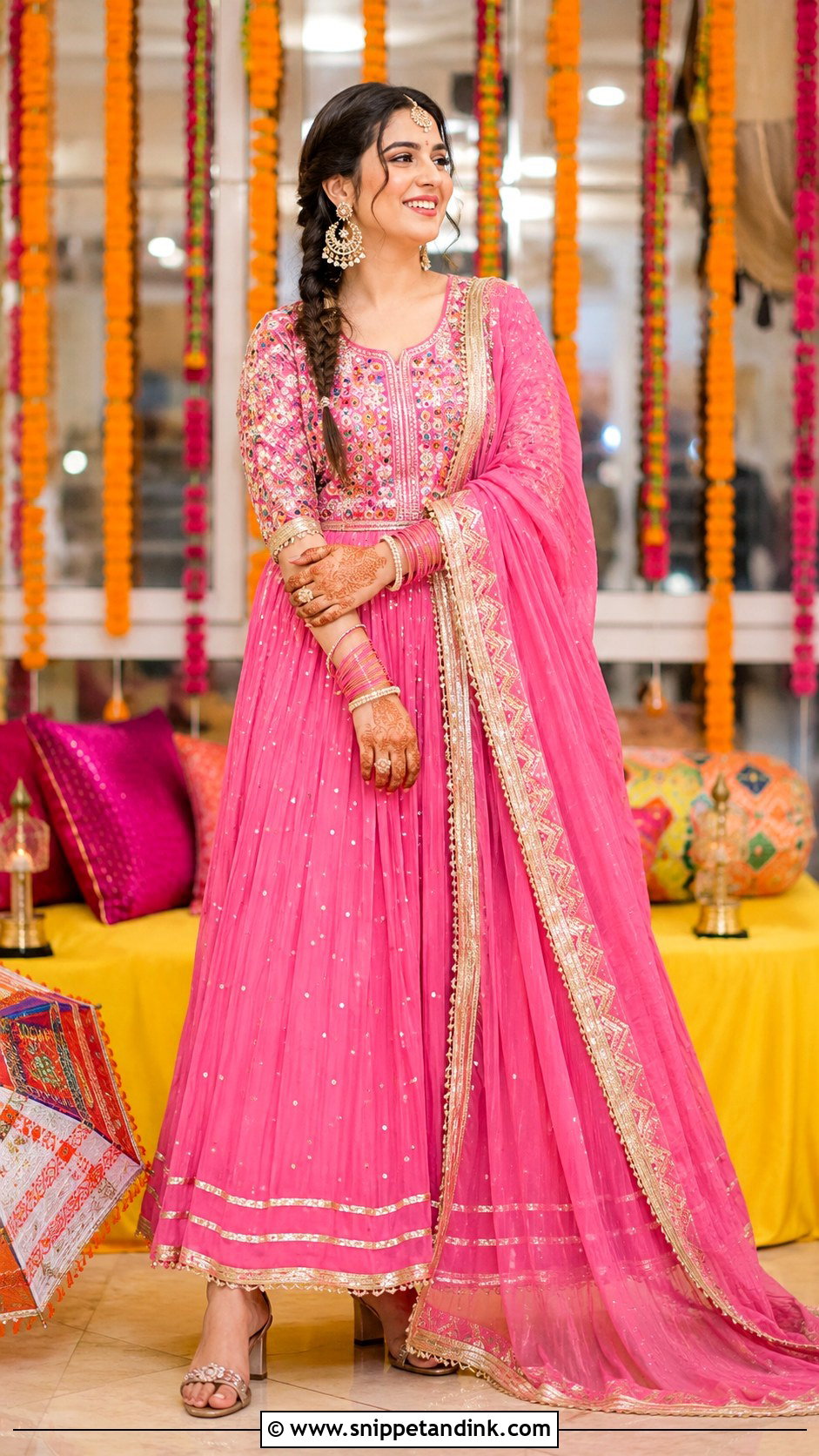 Punjabi Jaago Pink Lehenga - Snippet and Ink - 30 Punjabi Jaago Outfit Ideas