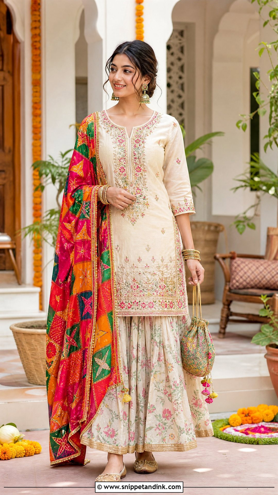 Punjabi Kurta With Skirt Outfit - Snippet and Ink - 25 Punjabi Wedding Outfits