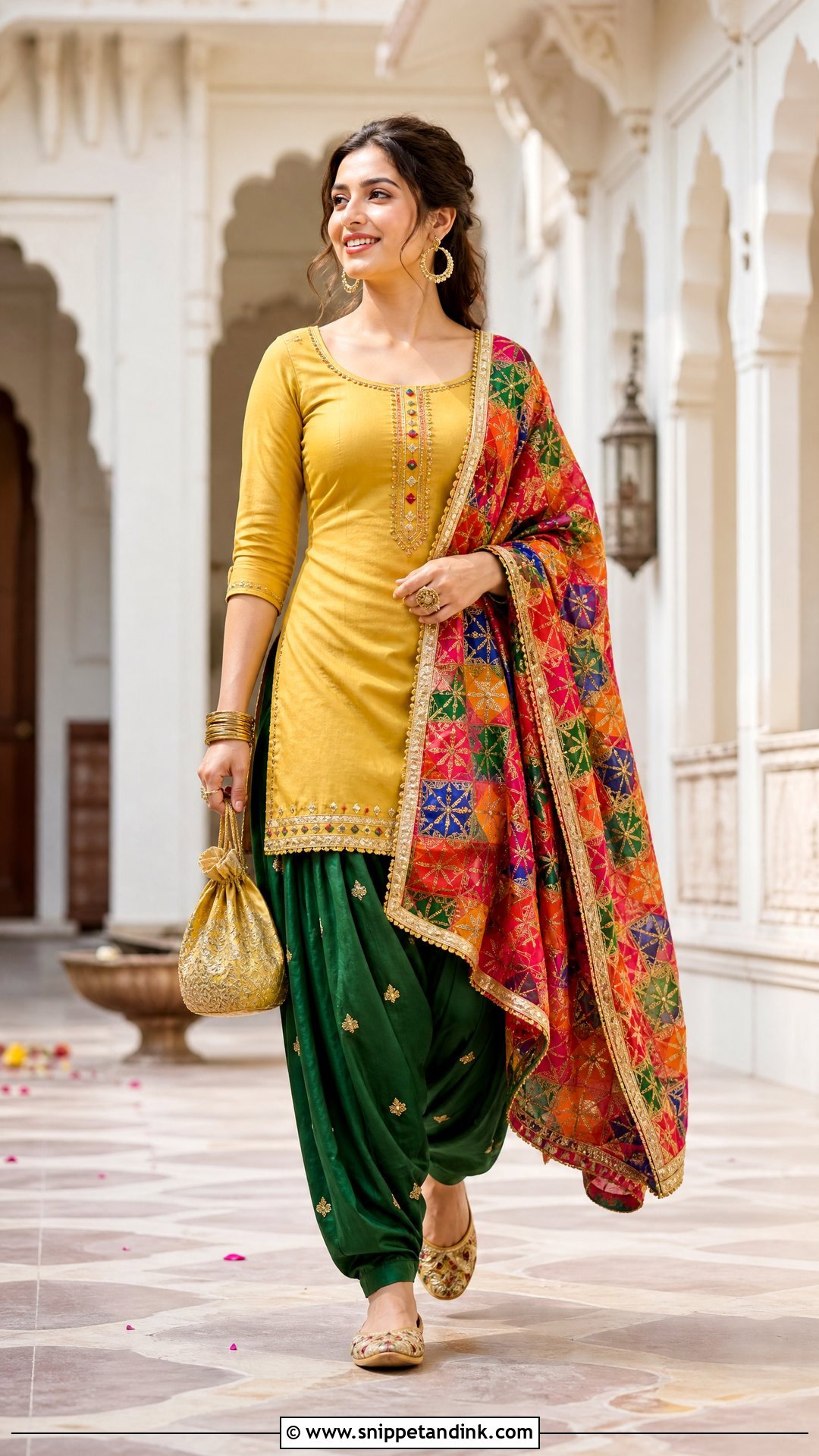 Punjabi Patiala Suit With Phulkari Dupatta - Snippet and Ink - 20 Suit with Dupatta Ideas