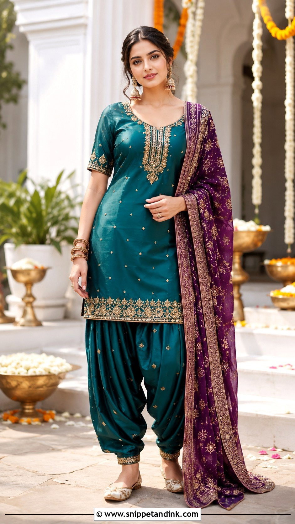 Punjabi Patiala Suit With Short Kameez - Snippet and Ink - 25 Punjabi Wedding Dress Ideas