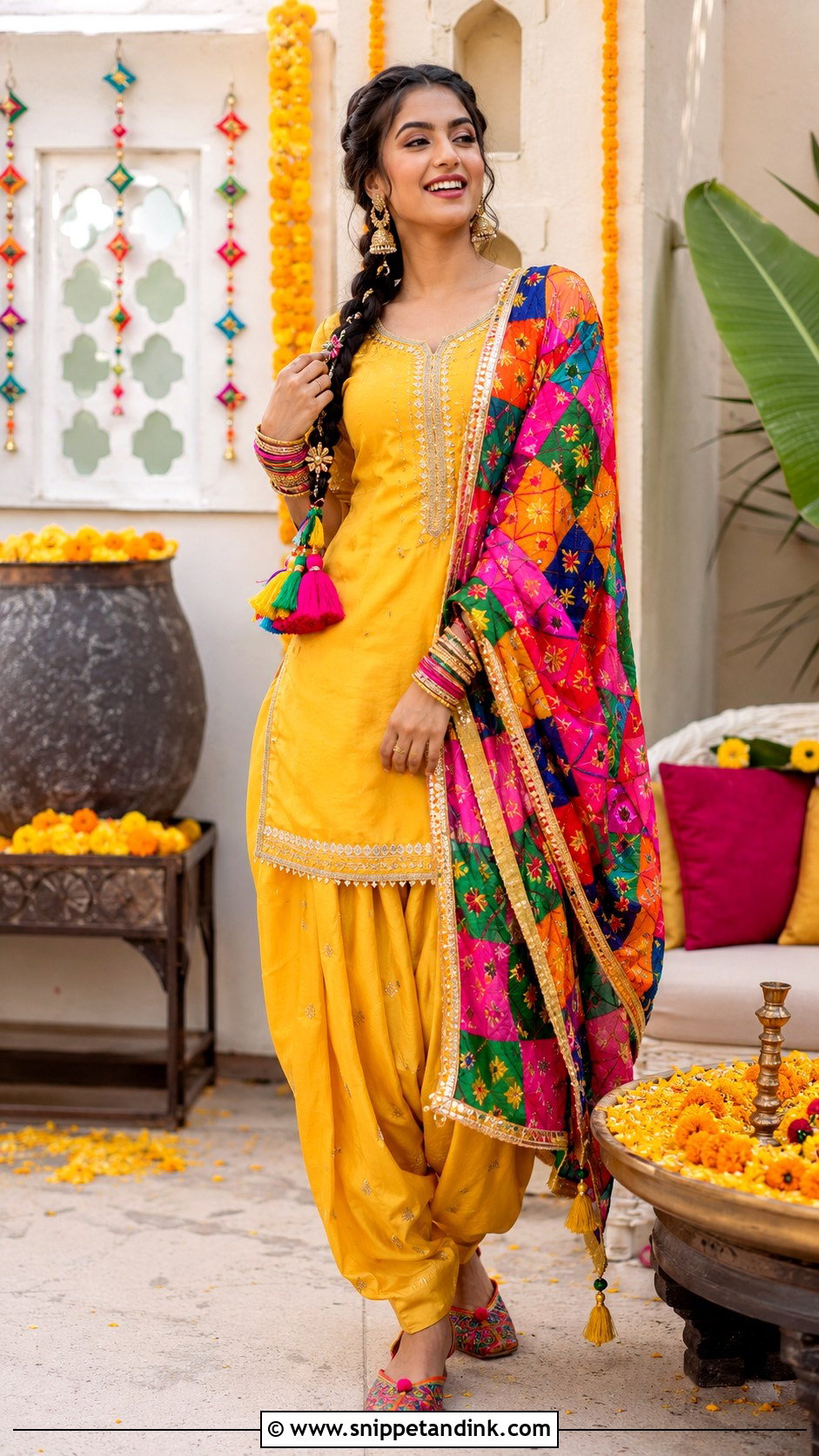 Punjabi Phulkari Suit For Mehndi - Snippet and Ink - 25 Punjabi Wedding Dress Ideas