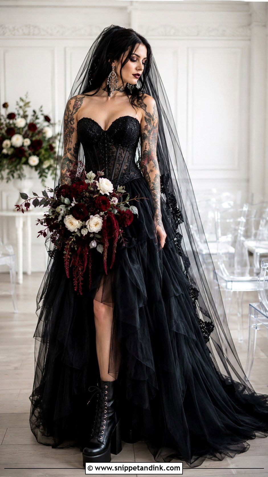 Punk Wedding Dress With Veil - Snippet and Ink - 25 Punk Wedding Dress Ideas