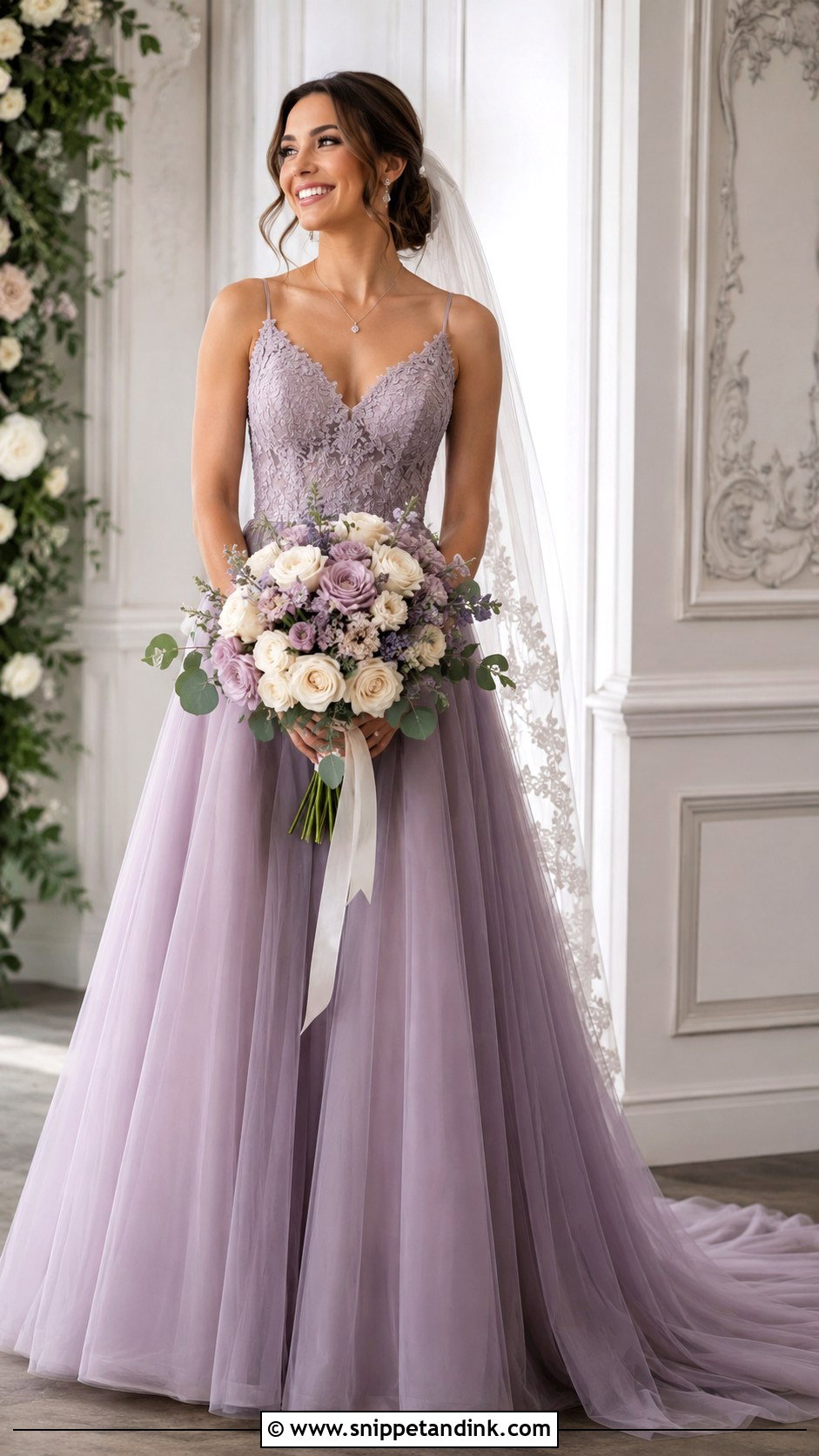 Purple A Line Wedding Gown - Snippet and Ink - 25 Purple Wedding Gown Ideas