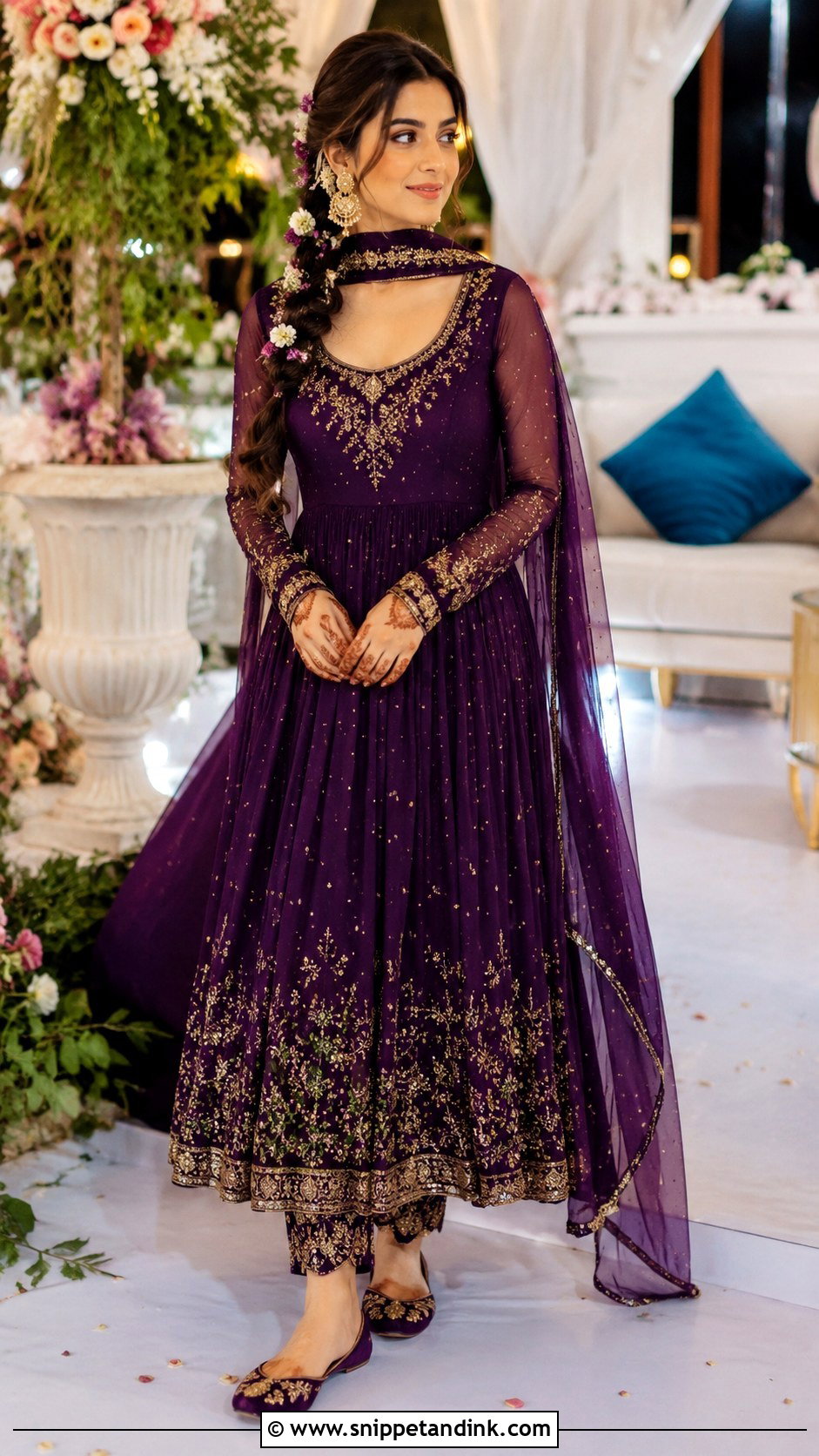 Purple Anarkali Mehendi Outfit - Snippet and Ink - 20 Mehendi Ceremony Outfits Brides